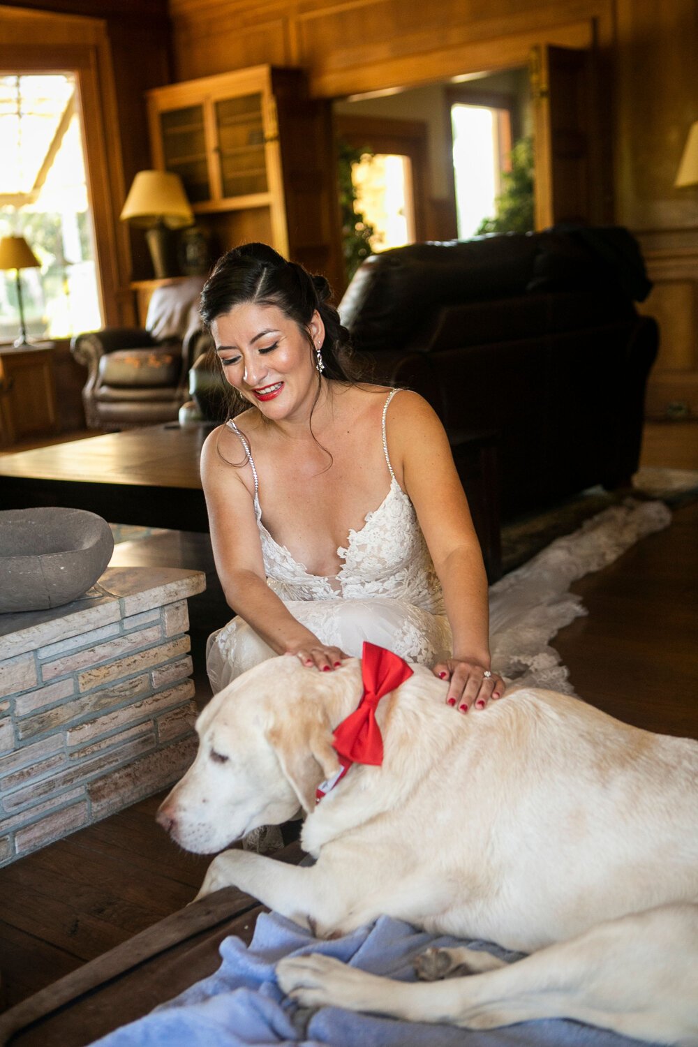 www.santabarbarawedding.com | Nightingale Photography | Rancho Dos Pueblos | Wild Hearts Events | TEAM Hair &amp; Makeup | Bride with Her Dog 