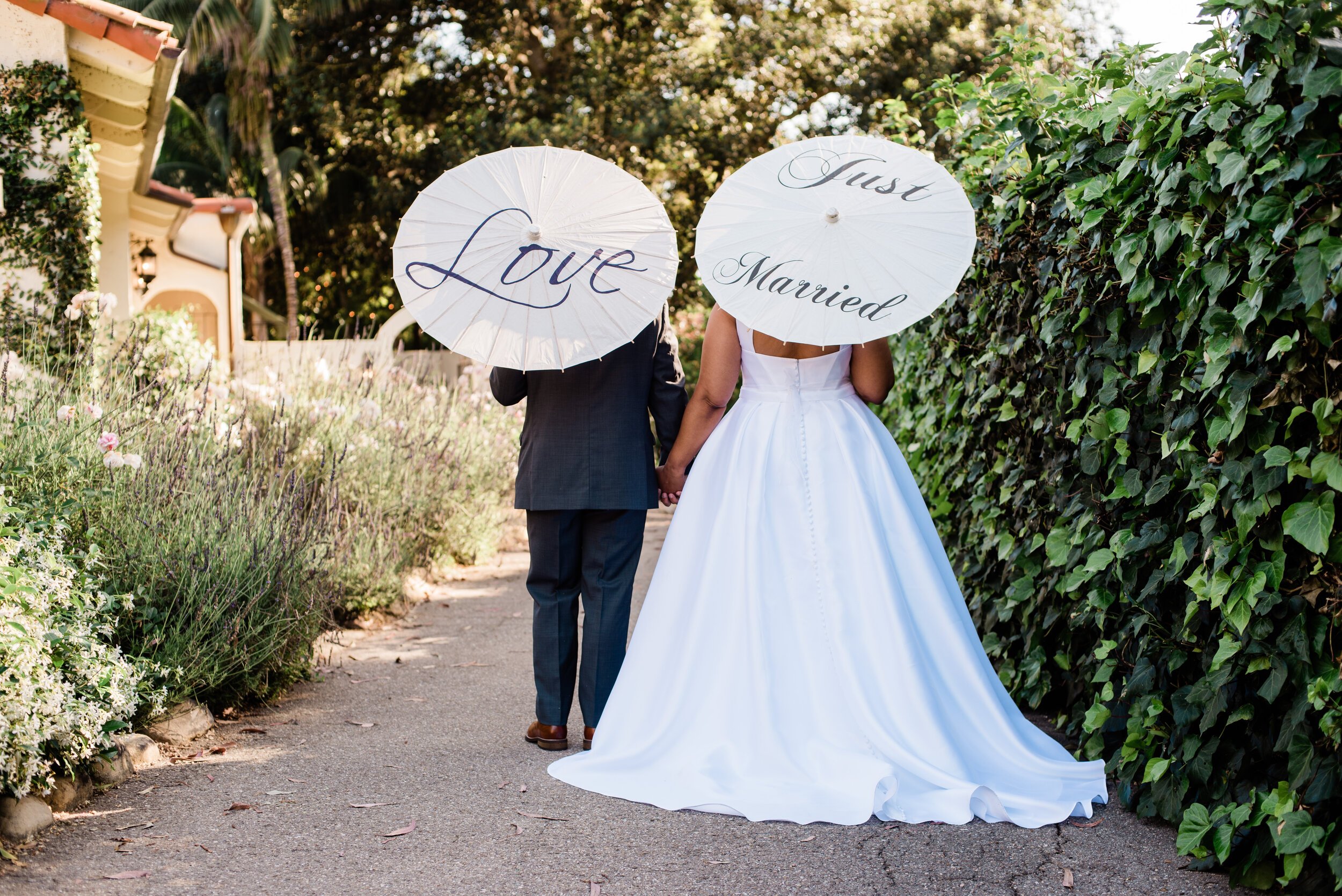 www.santabarbarawedding.com | ByCherry Photography | Riviera Productions | Just Married Umbrellas