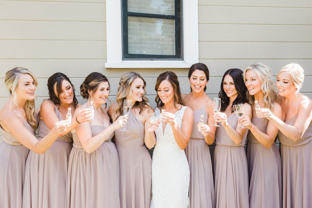 www.santabarbarawedding.com | SB Historical Museum | Donna Romani | Julie Shuford Photography | Beauty by Cherise | Krysta Withrow | Bride Cheers with Bridesmaids