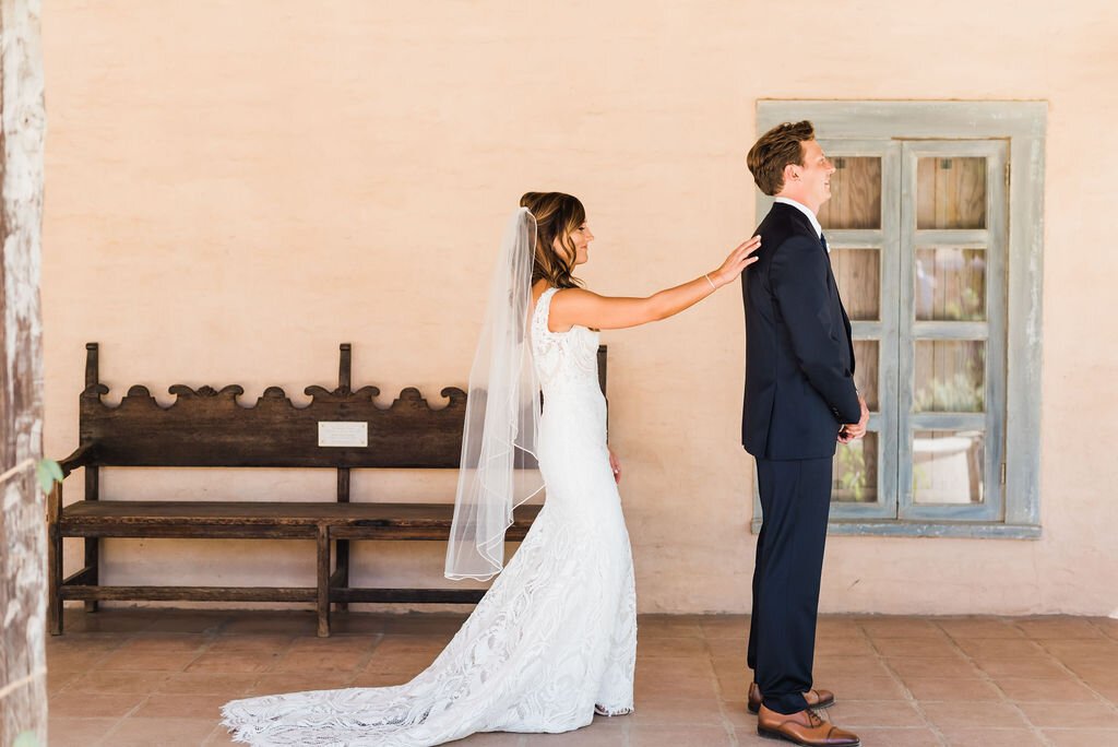 www.santabarbarawedding.com | SB Historical Museum | Donna Romani | Julie Shuford Photography | Beauty by Cherise | Krysta Withrow | Couple’s First Look