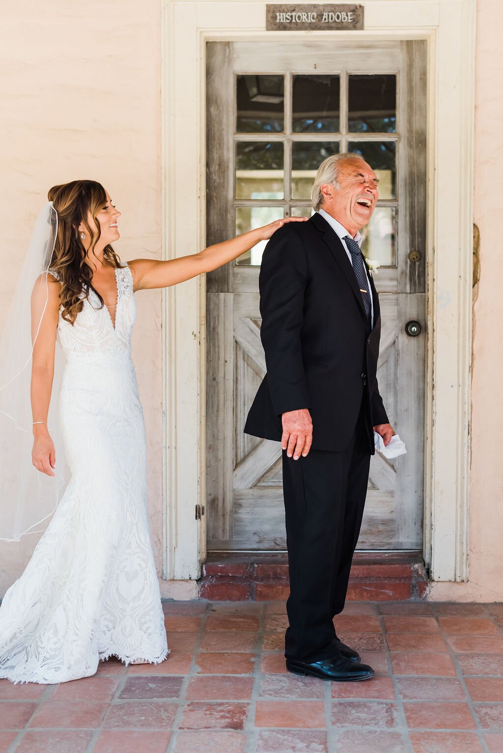 www.santabarbarawedding.com | SB Historical Museum | Donna Romani | Julie Shuford Photography | Beauty by Cherise | Krysta Withrow | Bride’s First Look with Father