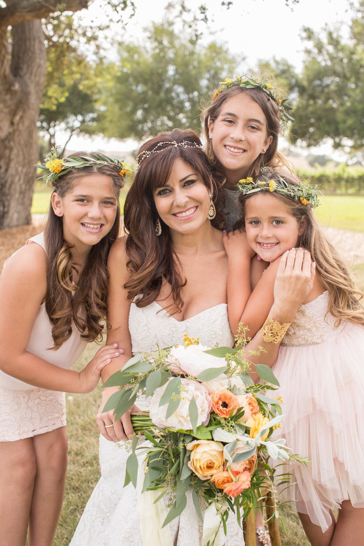 www.santabarbarawedding.com | Anna J Photography | Alegria by Design | Firestone Vineyard | Anna Le Pley Taylor | Bride with Her Three Daughters