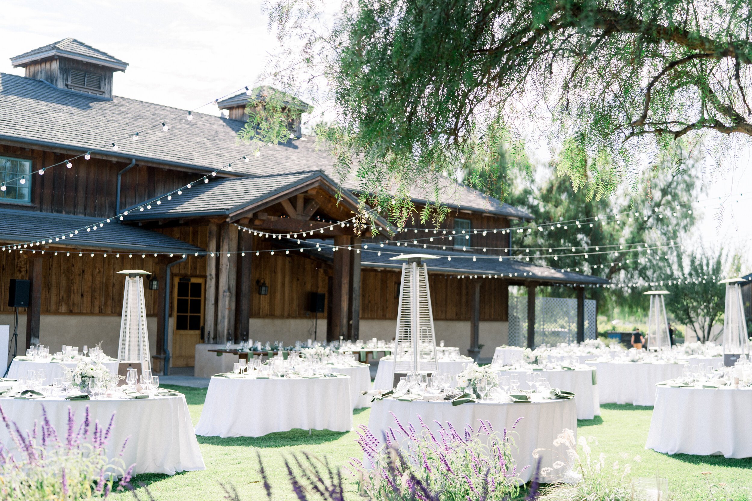 www.santabarbarawedding.com | We Heart Photography | Roblar Winery | Elizabeth Ginder Events | Alexis Ireland Florals | Santa Ynez Valley Elite Events | Reception Table Set Up with Lights
