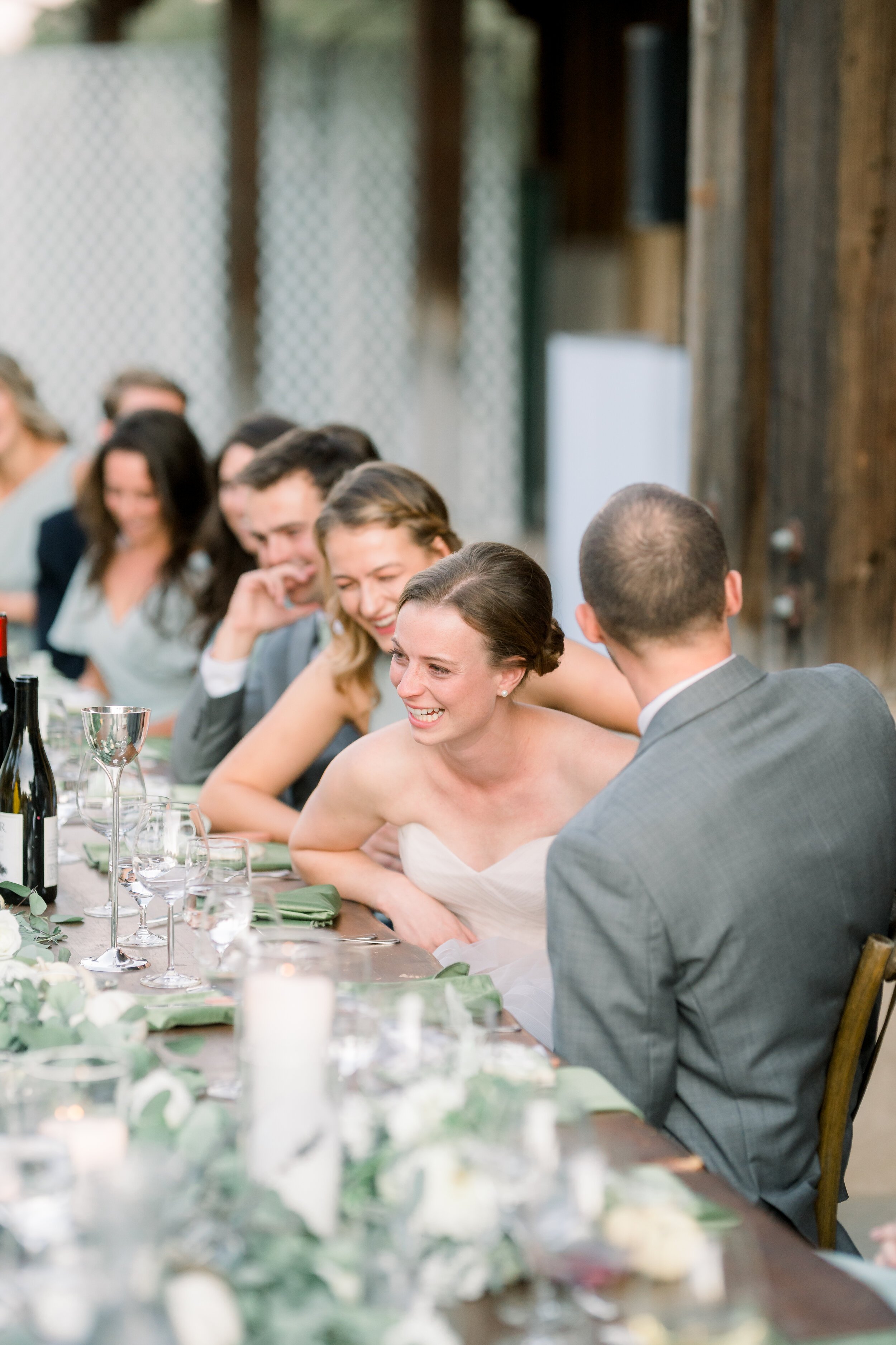 www.santabarbarawedding.com | We Heart Photography | Roblar Winery | Elizabeth Ginder Events | Alexis Ireland Florals | Mishay Salon | Camaille Victoria | Bride and Groom at Reception