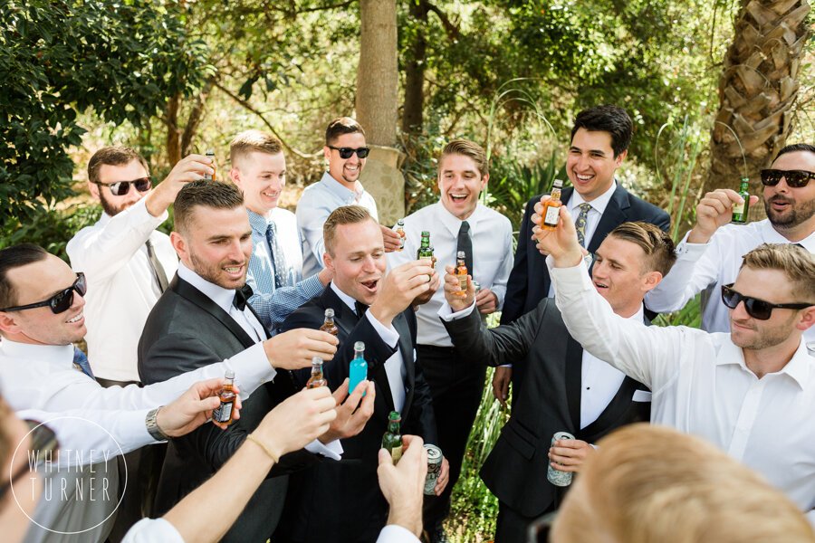 www.santabarbarawedding.com | Santa Barbara Historical Museum | Immaginare Events | Whitney Turner Photography | Catering Connection | The Groom Shares a Drink with the Guys
