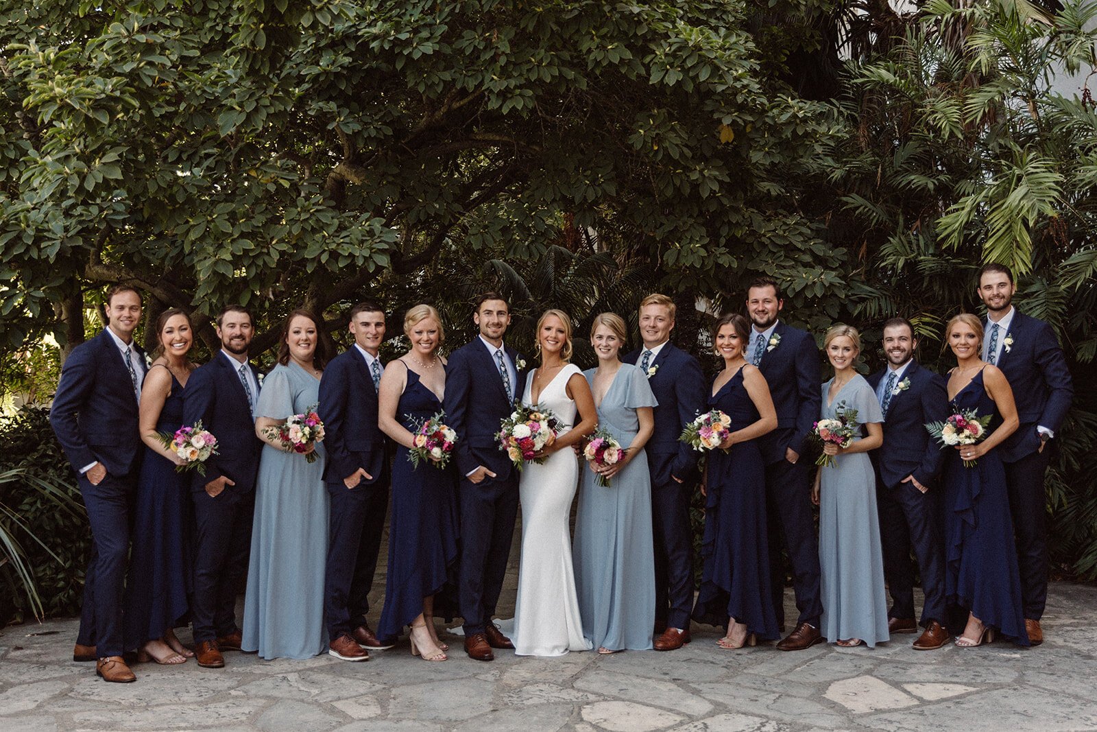 www.santabarbarawedding.com | Isabella Griffith Photography | Santa Barbara Club | Fern &amp; Foxtail | Robyn Kelley | Bliss Bridal Beauty | navy blue and dusty blue bridal party