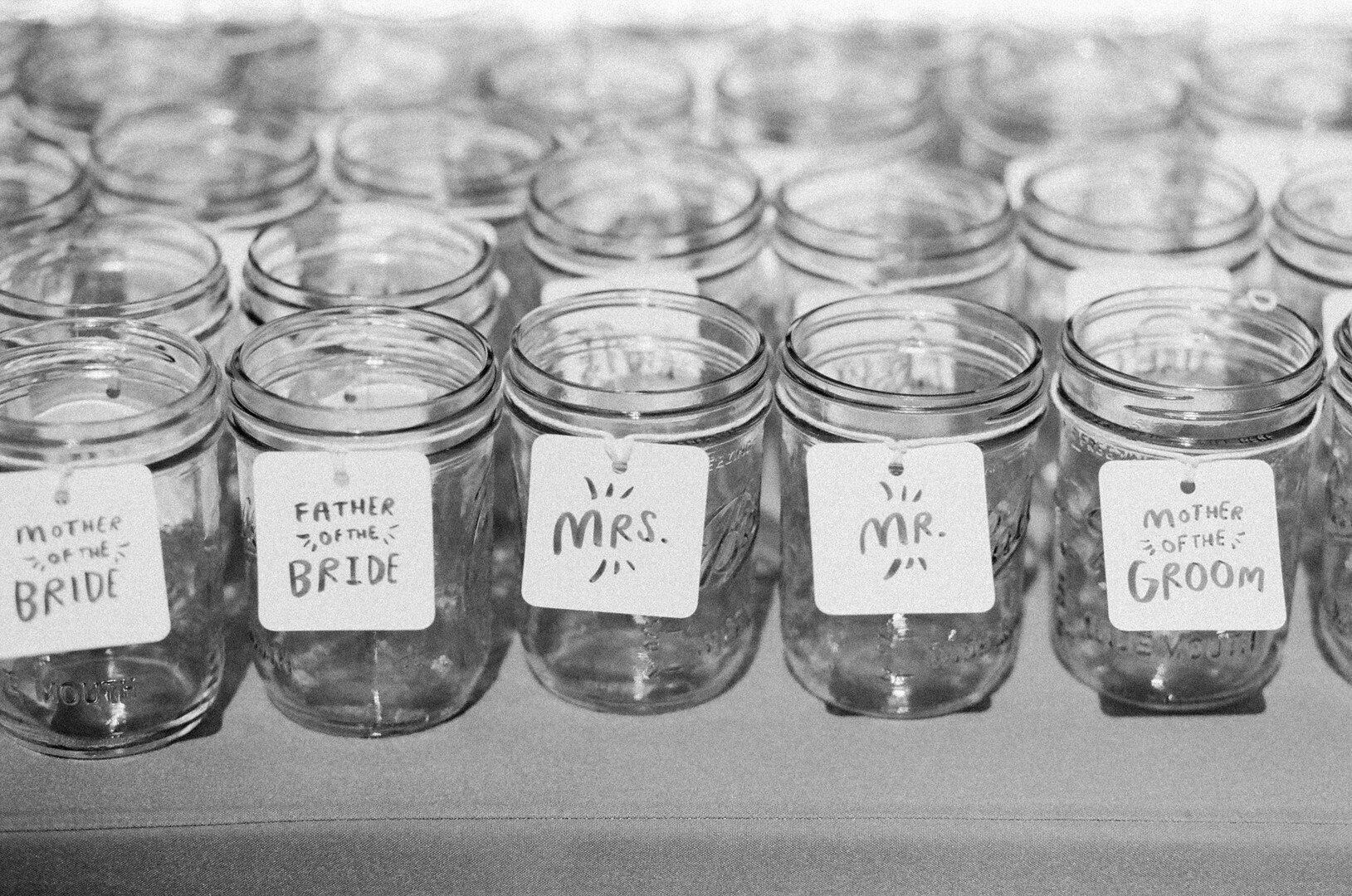 www.santabarbarawedding.com | Kaitie Brainerd Photography | Casa de la Guerra | DPfilms Productions | Labeled Mason Jar Drink Glasses