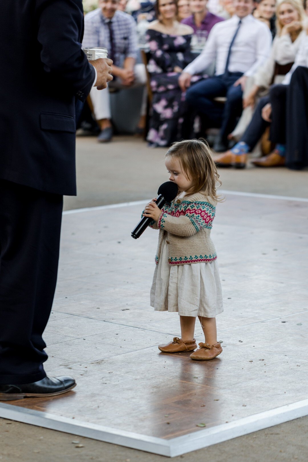 www.santabarbarawedding.com | Kaitie Brainerd Photography | Casa de la Guerra | DPfilms Productions | Little Girl Sings Into the Microphone