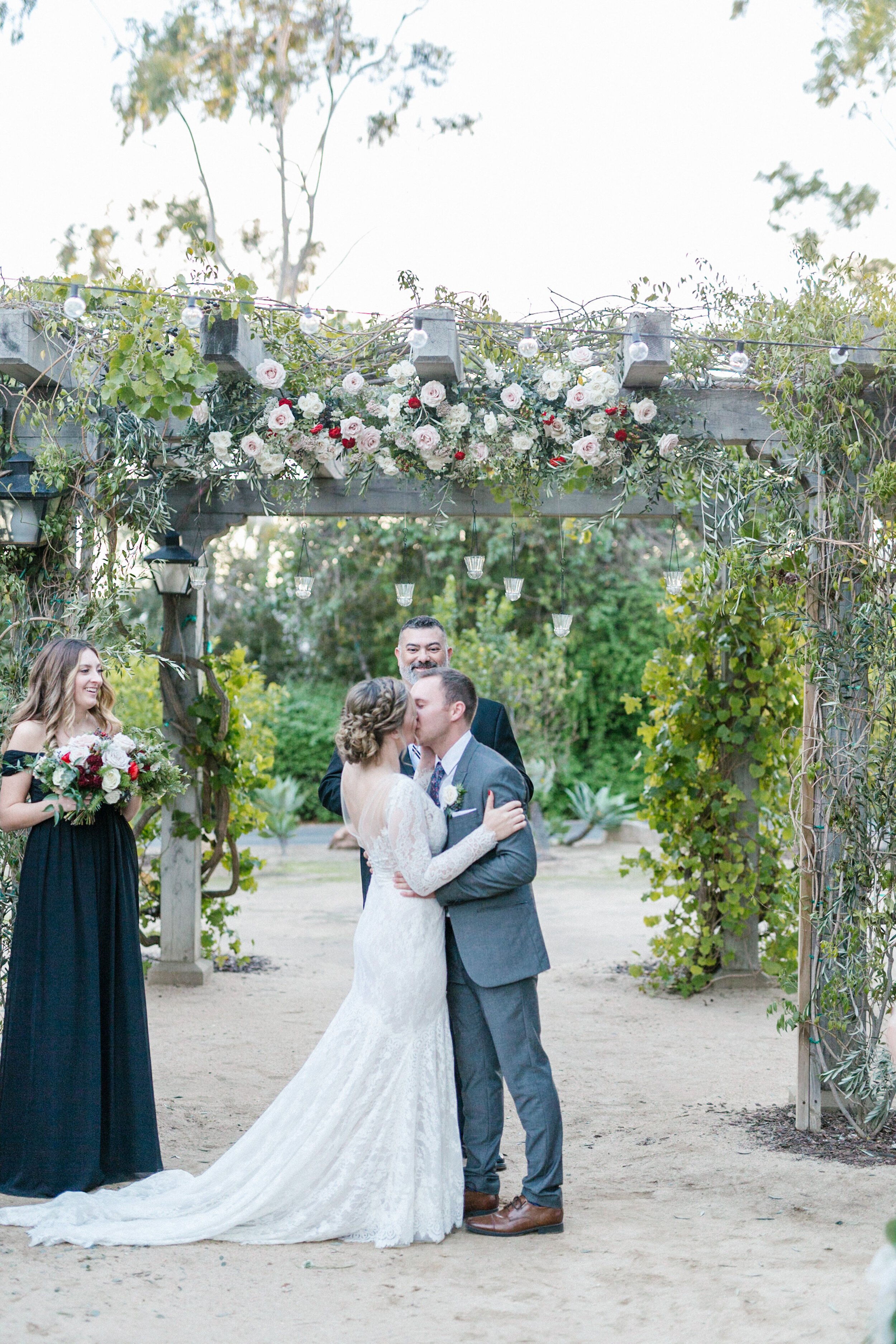 www.santabarbarawedding.com | Hannah Rose Gray | Santa Barbara Historical Museum | Alexis Ireland Florals | Carlyle Salon | Bride and Groom’s First Kiss