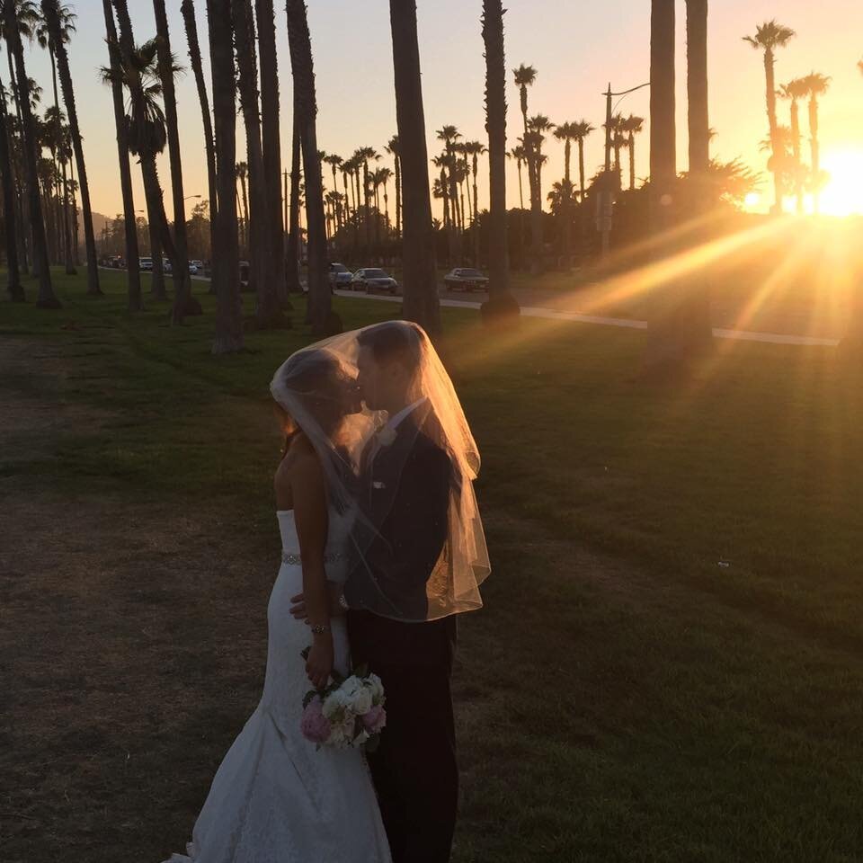 www.santabarbarawedding.com | Riviera Productions | Couple Kissing at Sunset at SB Hilton Wedding