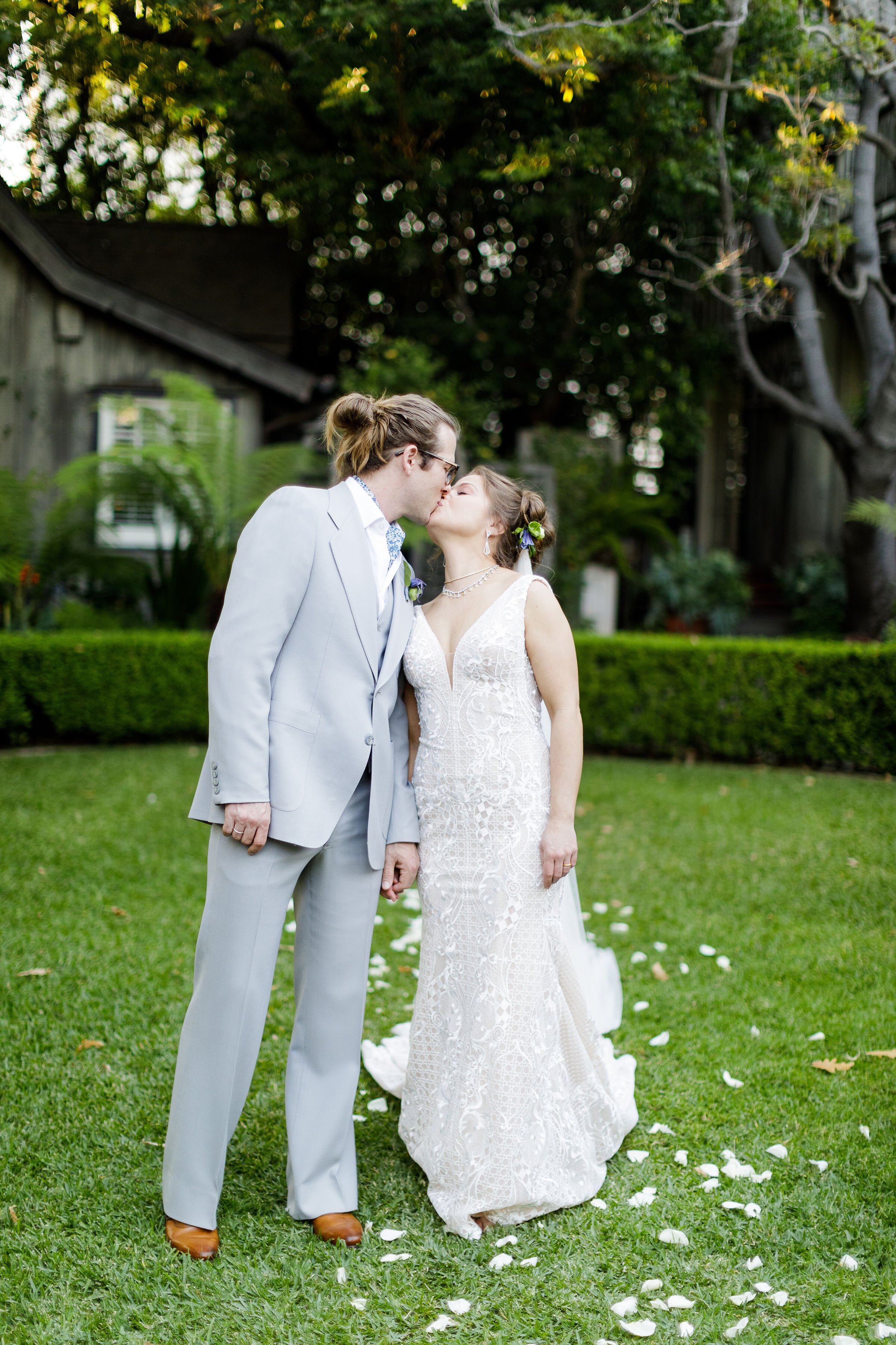 www.santabarbarawedding.com | Kiel Rucker | Ann Johnson Events | Simpson House Inn | The Poppy Pod | Bride and Groom Share a Kiss