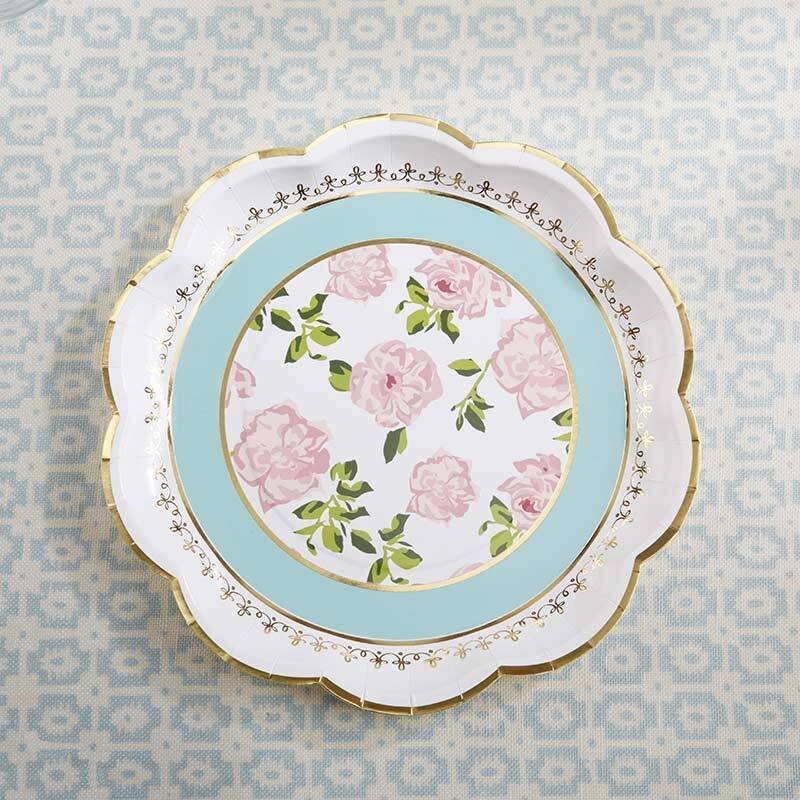 www.santabarbarawedding.com | My Wedding Favors | Tea Time Whimsy 9 in. Paper Plates - Blue (Set of 8)