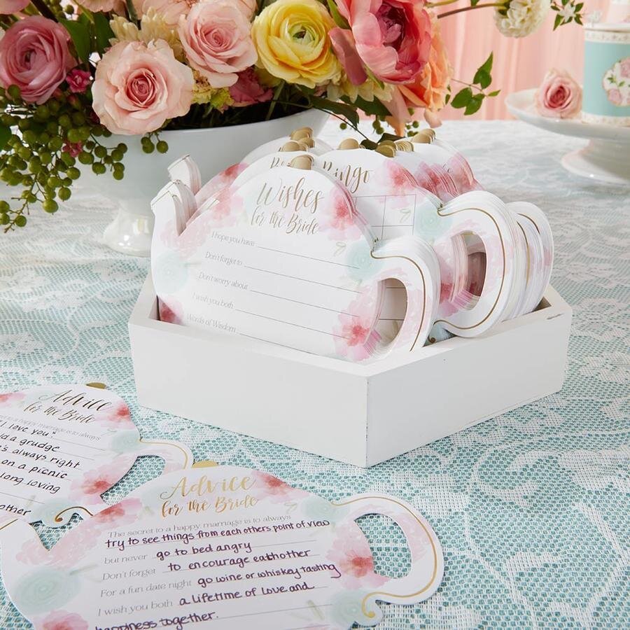 www.santabarbarawedding.com | My Wedding Favors | Floral Teapot Bridal Shower 5-Pack Game Card Set 