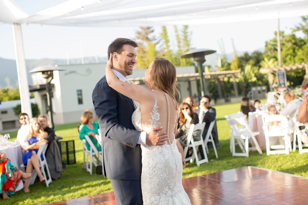 www.santabarbarawedding.com | Santa Barbara Zoo | Events by Rincon | Sarita Relis Photography | Grass Roots | DJ Zeke | Beauty and Motion | Bride and Groom Share a Dance