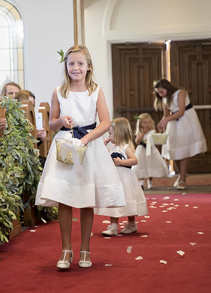 www.santabarbarawedding.com | Kristen Beinke Photography | Santa Barbara Greek Orthodox Church | Alexandra Kolendrianos | Precious &amp; Blooming | Flower Girls Walking Down the Aisle
