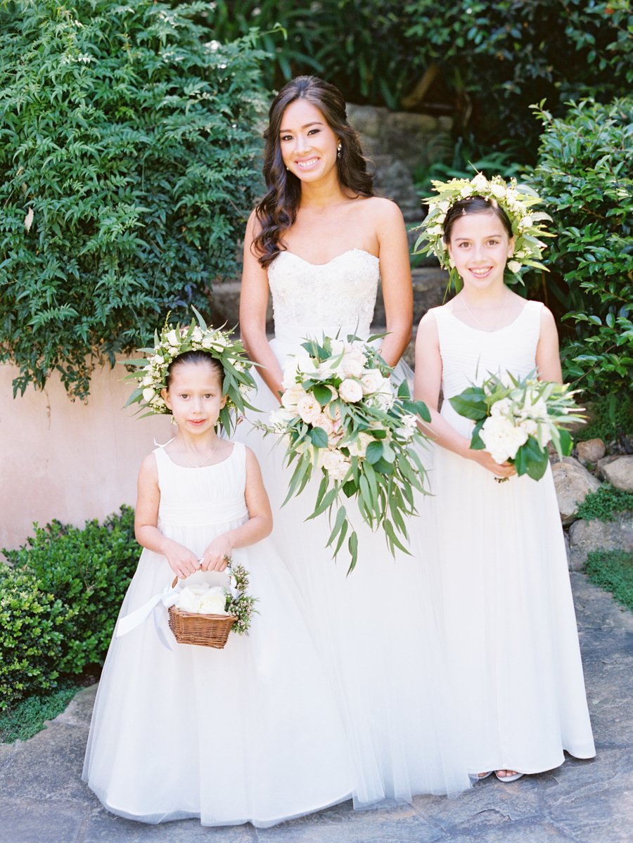 www.santabarbarawedding.com | Michael + Anna Costa Photography | Butterfly Lane Estate | Soigne Productions | Monique L’Huillier | Tricia Fountaine Designs | Bride and Flower Girls 