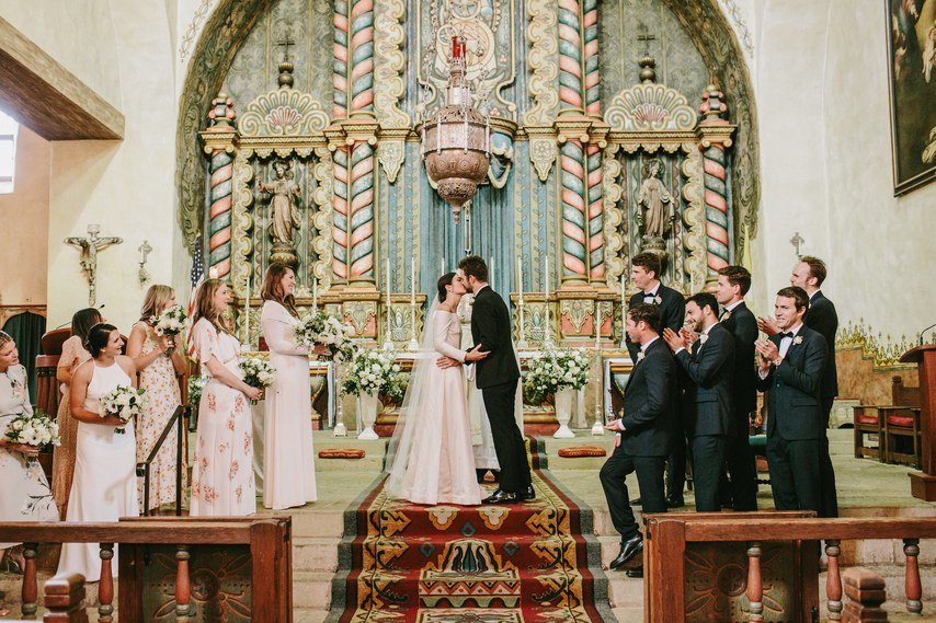 www.santabarbarawedding.com | WildWhim Design + Photography | Our Lady of Mount Carmel | Ann Johnson Events | Father Lawrence | Emilia Wickstead | rag &amp; bone | The Ceremony