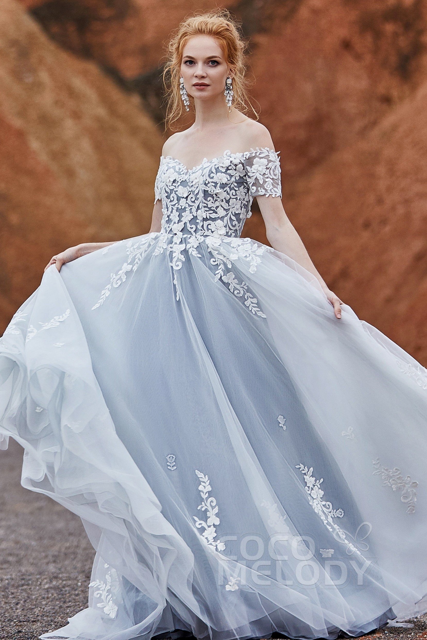 www.santabarbarawedding.com | COCOMELODY | A-Line Sweep Train Tulle Wedding Dress