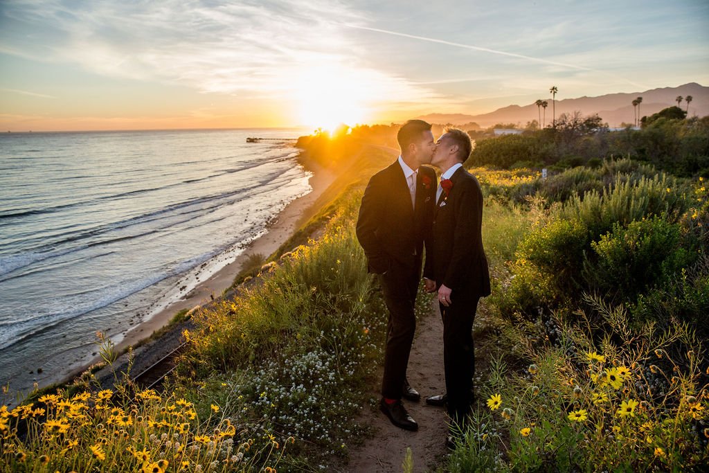 www.santabarbarawedding.com | Head and Heart Photography | Ocean Front Venue | Felici Events | Passion Flowers | Couple by the Beach 