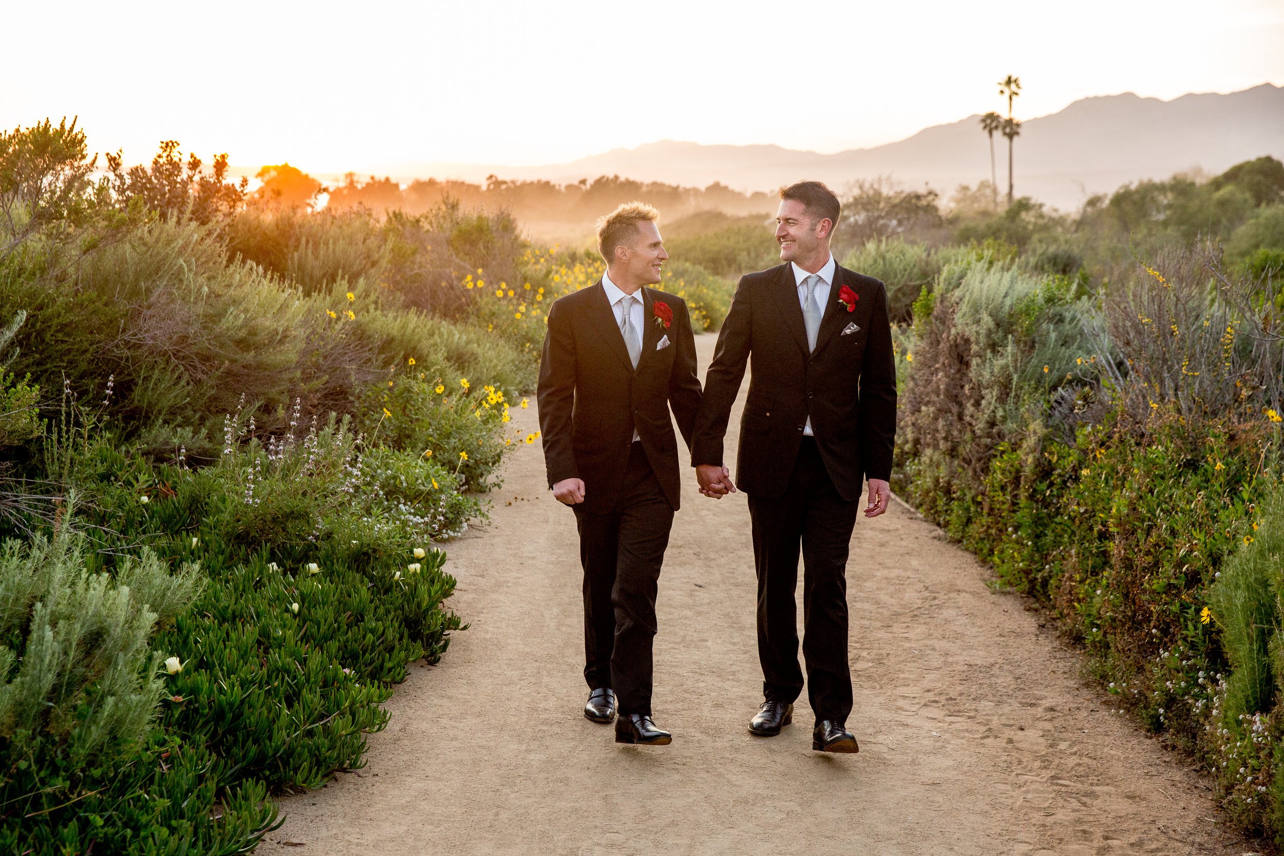 www.santabarbarawedding.com | Head and Heart Photography | Ocean Front Venue | Felici Events | Passion Flowers | Sunset Walk | Gay Wedding