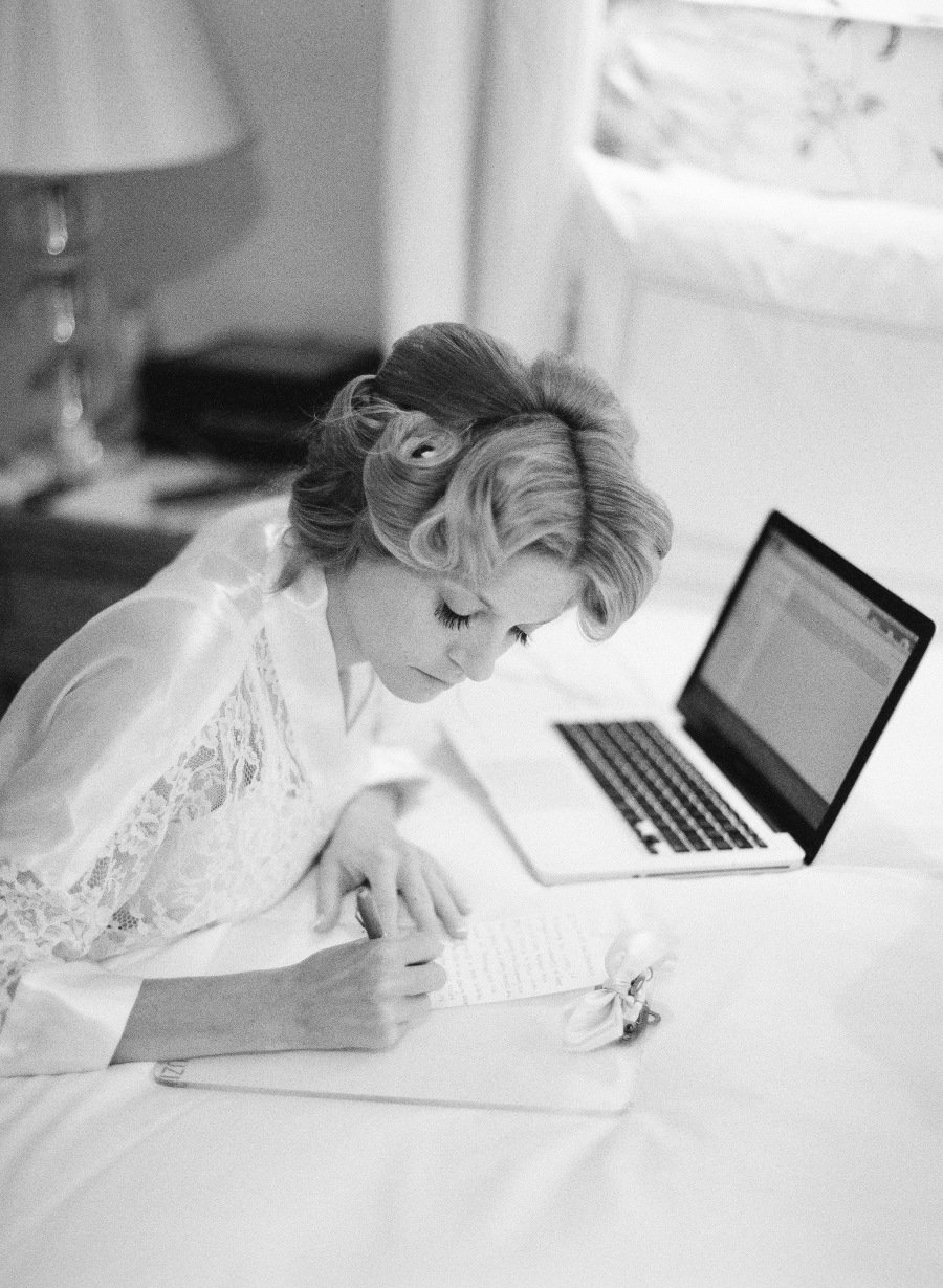 www.santabarbarawedding.com | Patrick Moyer Photography | Dos Pueblos Ranch | Soigné Productions | Page Berse | Bride Writing Before the Ceremony 