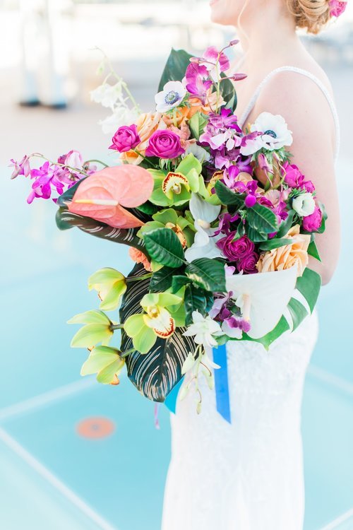 www.santabarbarawedding.com | Ella &amp; Louie | Bright Purple and Orange Wedding Bouquet