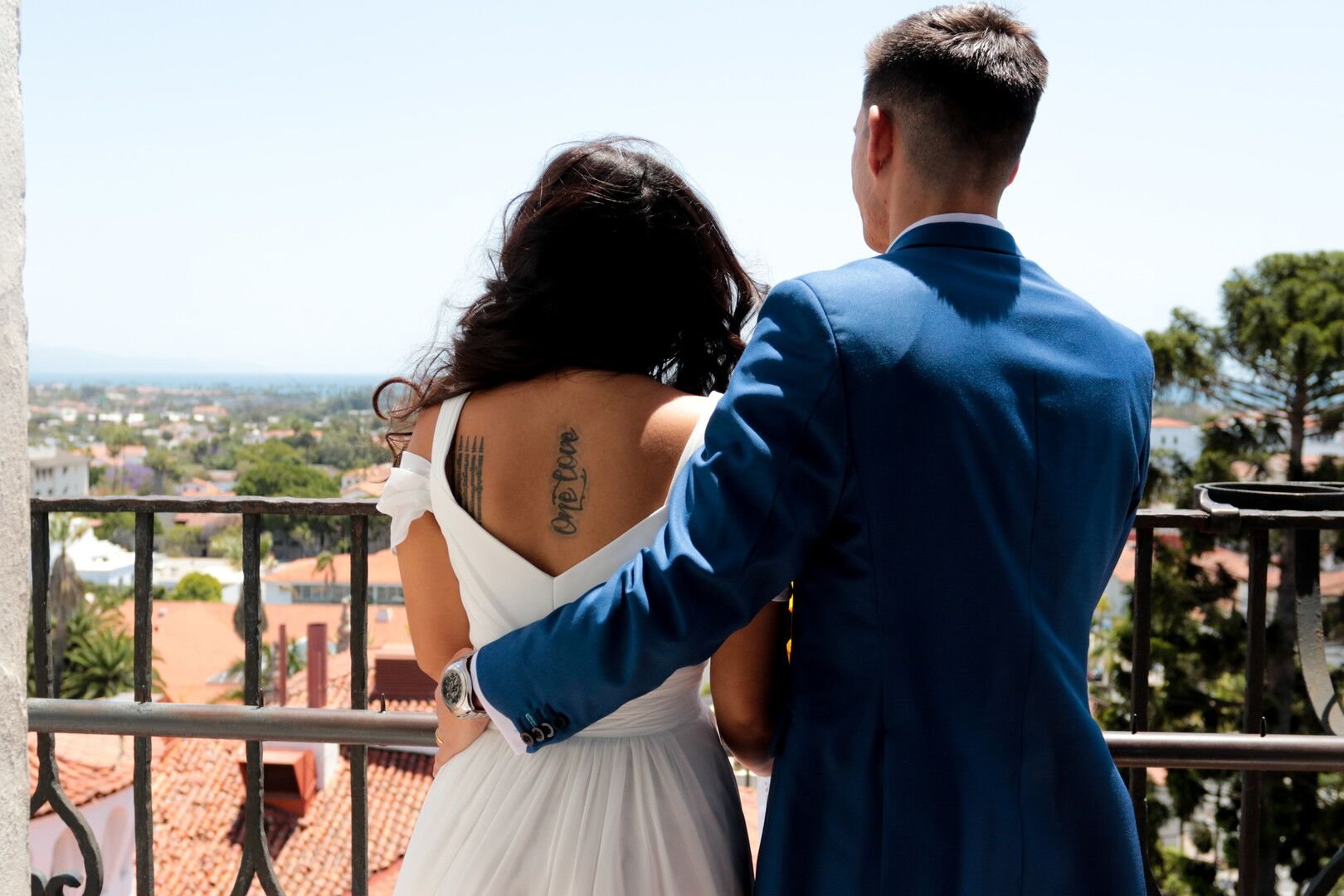 www.santabarbaraweddings.com | Photographer: Trista Maja Photography | Venue: Santa Barbara Courthouse | Wedding Dress: Lulus | Hair: Legends Hair | Bride and Groom Viewing Venue Vista