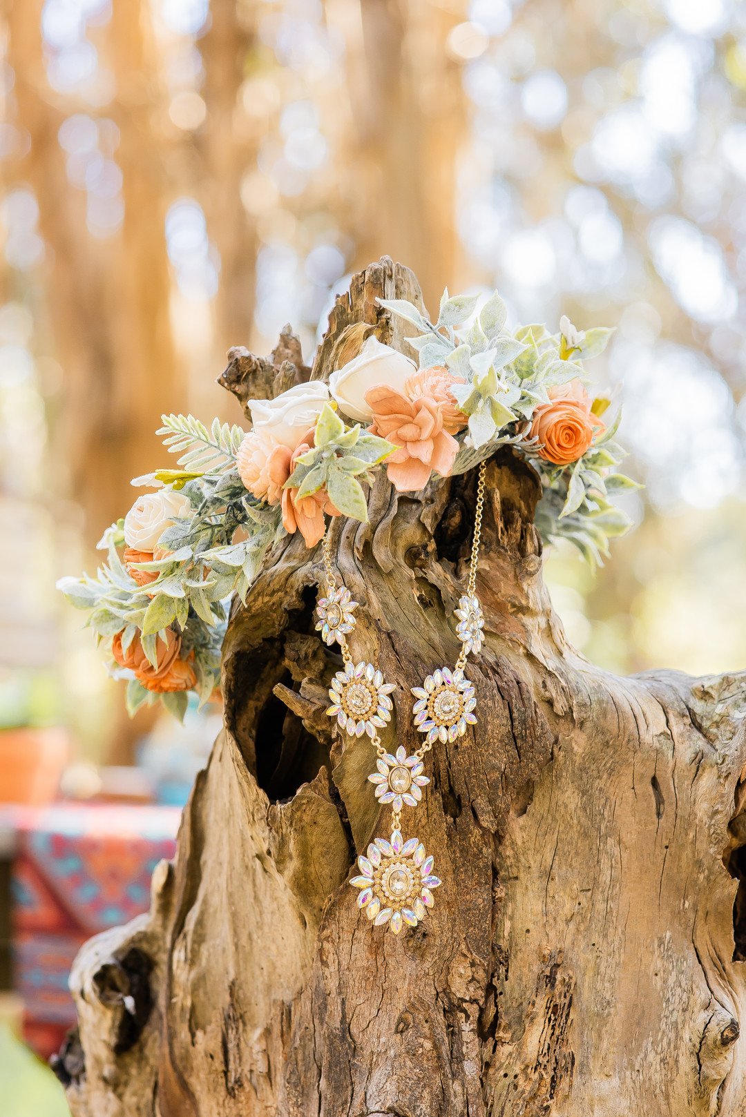 www.santabarbarawedding.com | Staci and Michael Photography | Montana de Oro State Park | EverAfter Wood Floral | Green Lake Jewelry Works | Maui Divers Jewelry | Bride necklace and flower crown