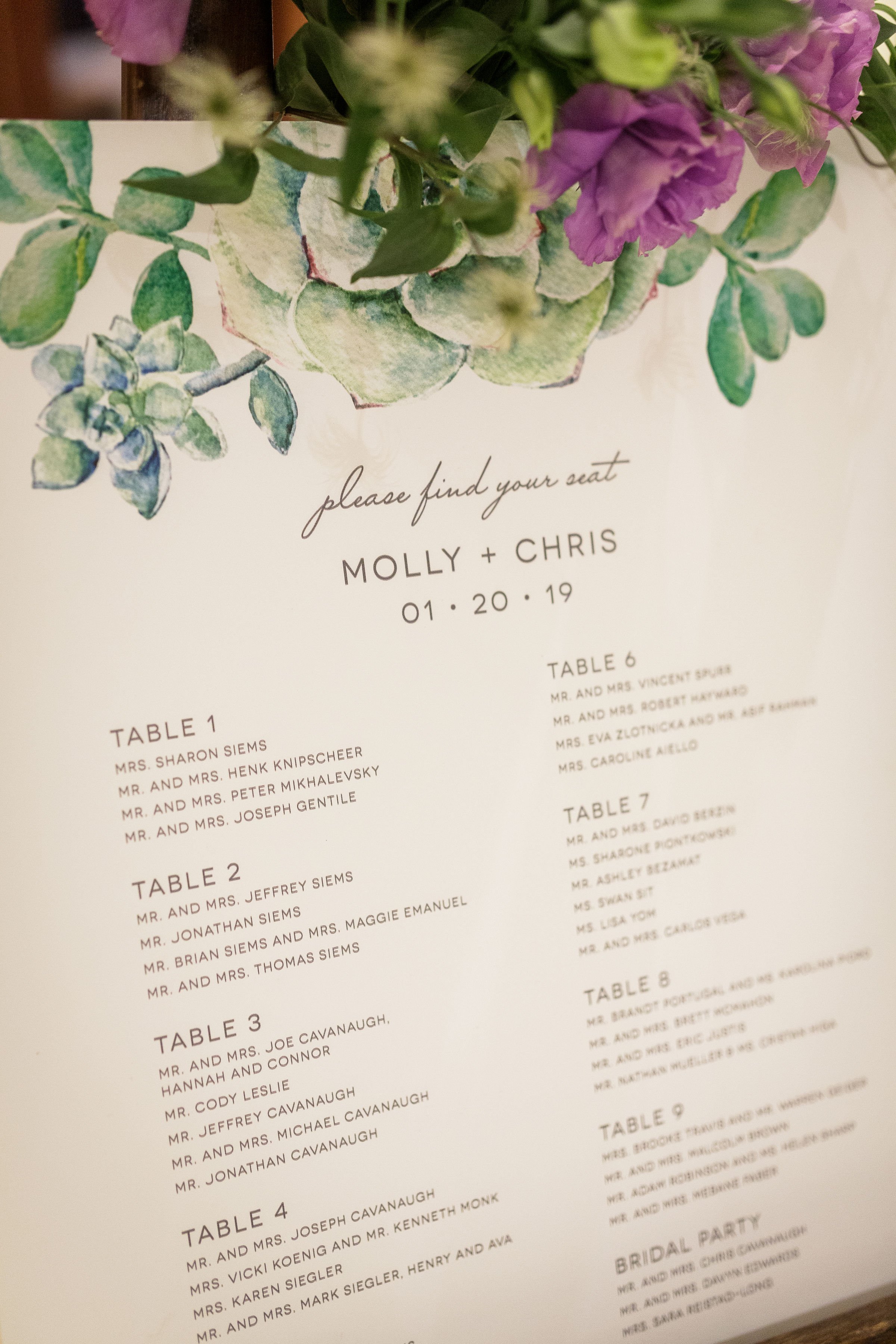 www.santabarbarawedding.com | Kiel Rucker Photography | The Ritz Carlton Bacara | Event of the Season | Cody Floral Design | Table Assignments Poster 
