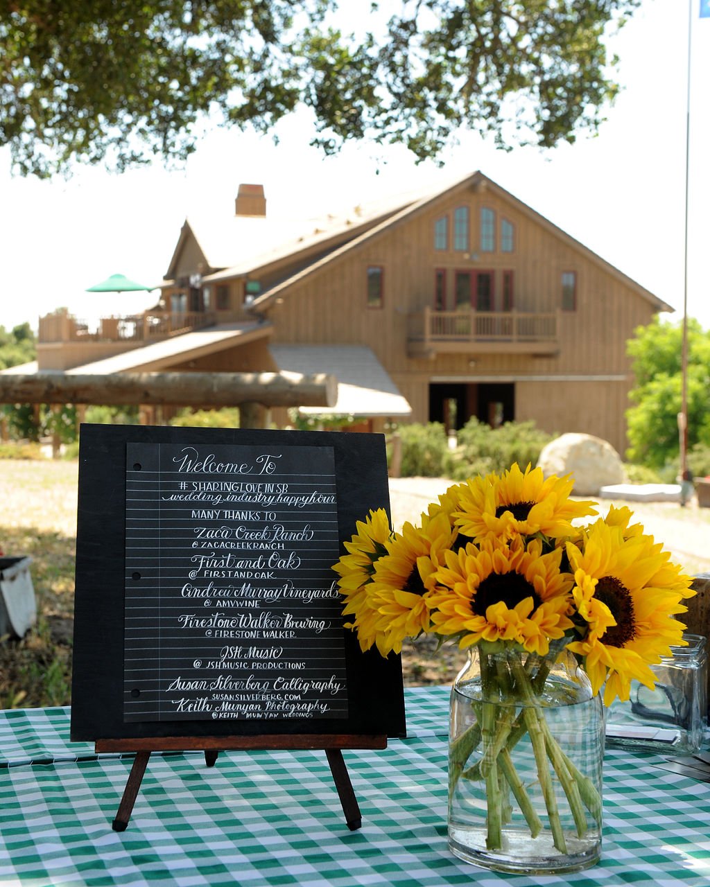 www.santabarbarawedding.com | Zaca Creek Ranch Happy Hour | Keith Munyan Photography | Welcome Sign