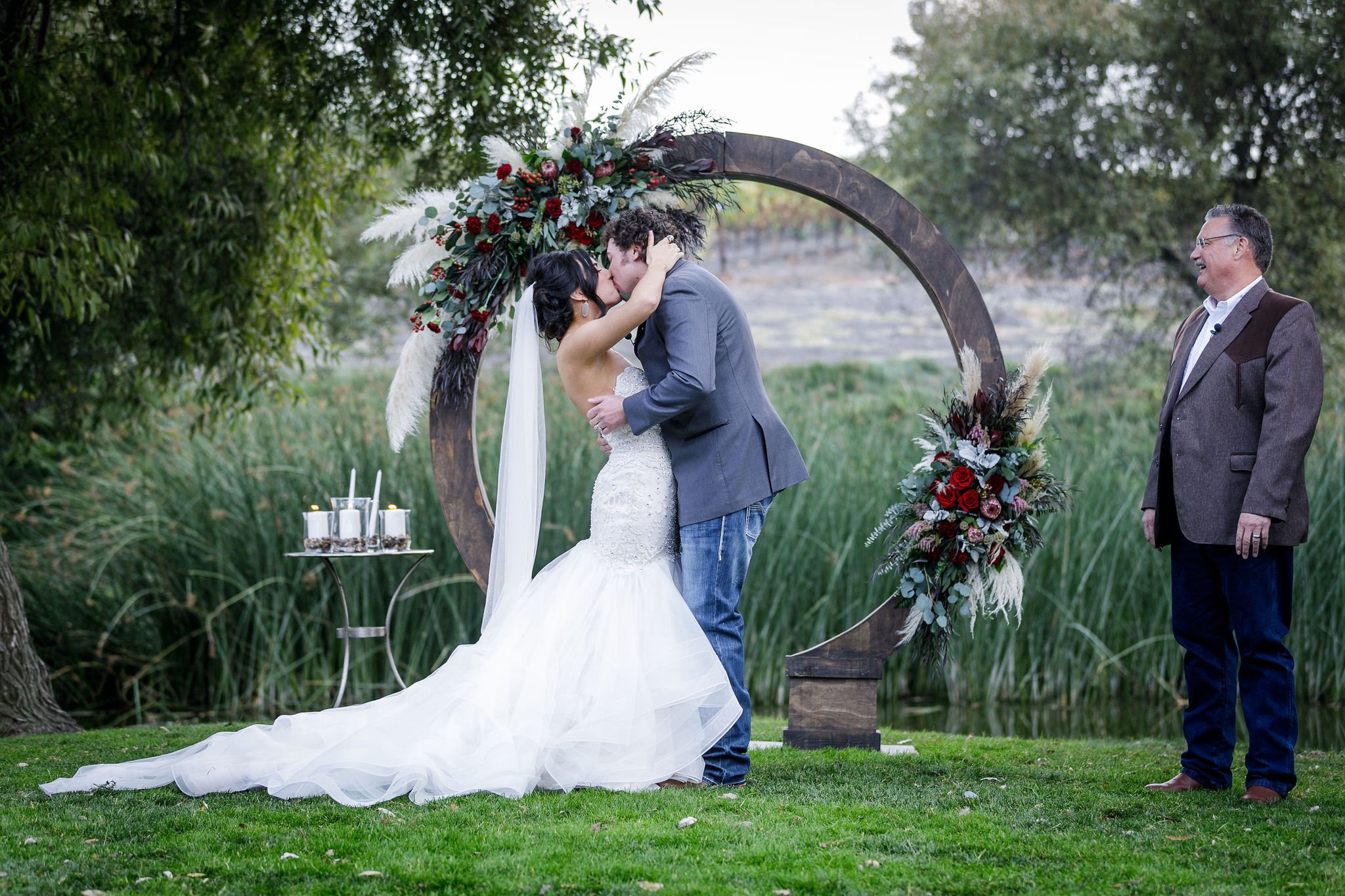 www.santabarbarawedding.com | Kiel Rucker | Greengate Ranch | Kramer Events | All About Events | De La Fleur Flowers | Bride and Groom First Kiss