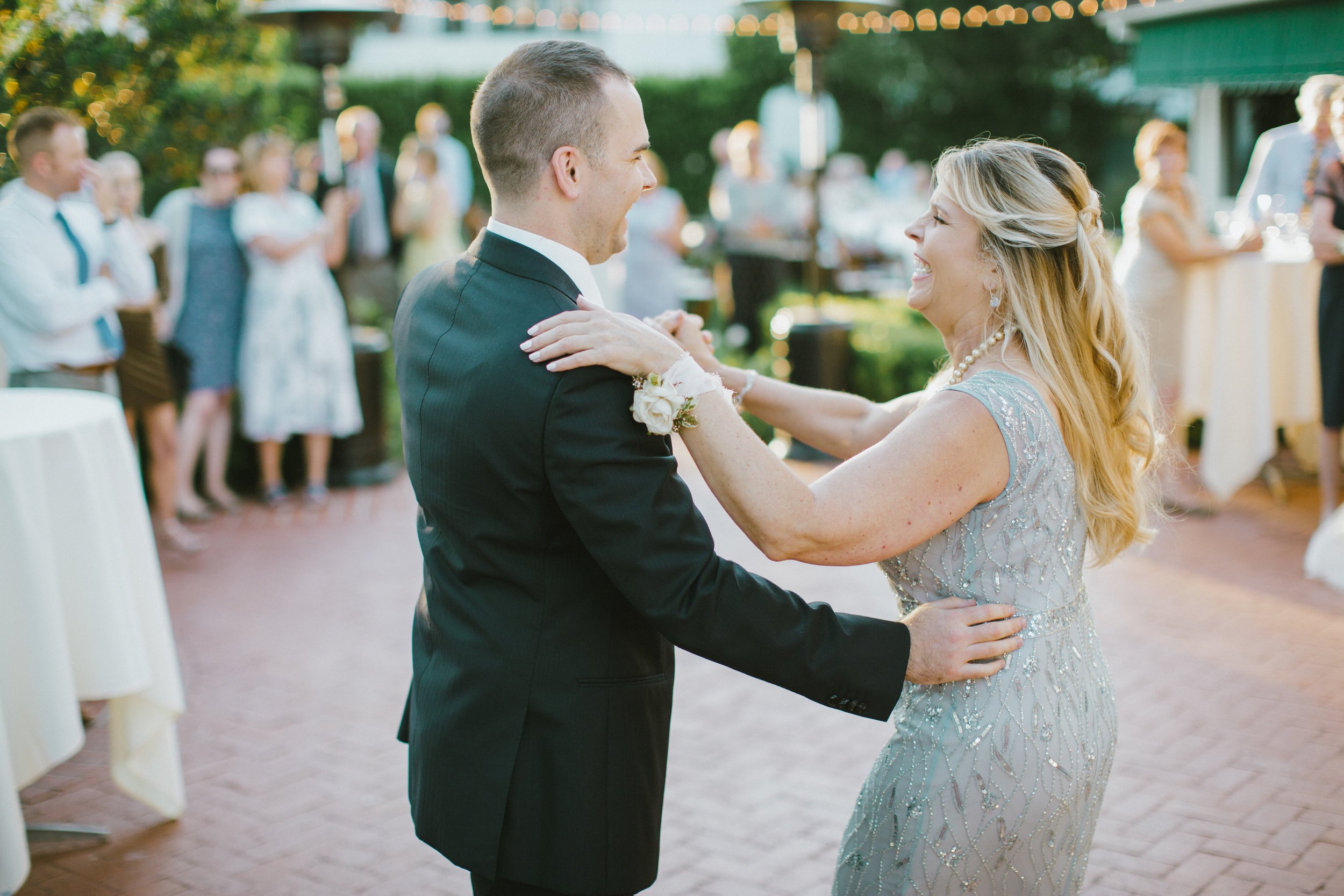 www.santabarbarawedding.com | Ryanne Bee Photography | The Santa Barbara Club | The Wedding Expert DJ | Groom Shares a Dance with His Mom