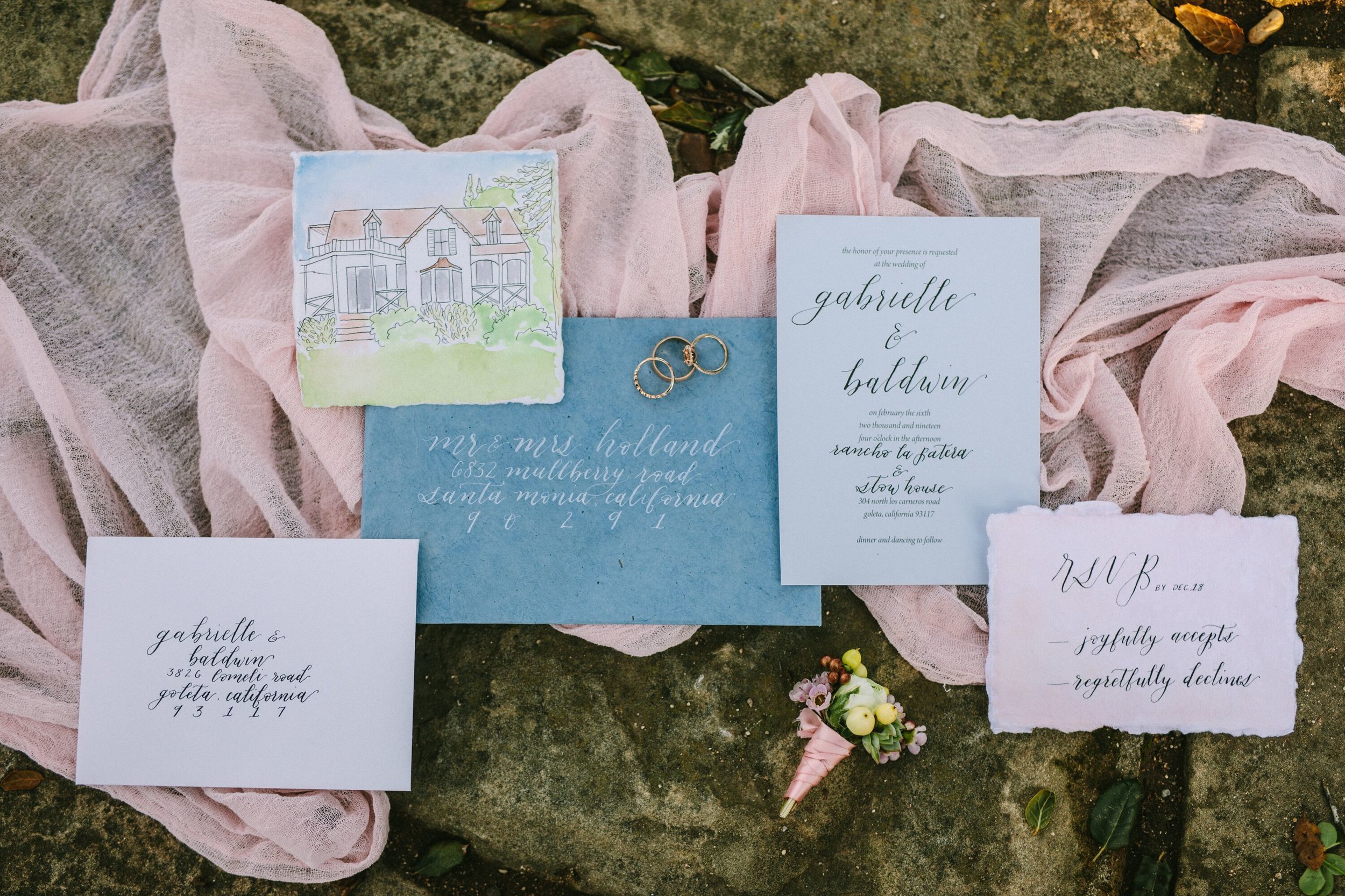www.santabarbarawedding.com | Photographer: Patrick Ang | Venue: Rancho La Patera & Stow House | Wedding Planner: Elyse Rowen of Elyse Events | Invitations and Rings