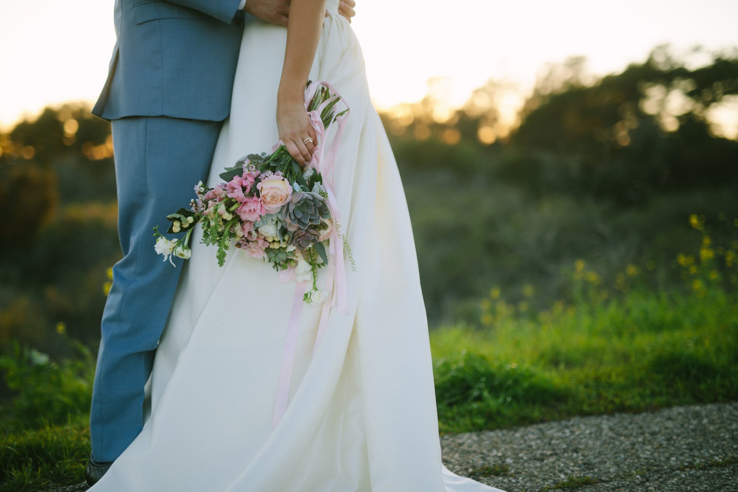 www.santabarbarawedding.com | Photographer: Patrick Ang | Venue: Rancho La Patera &amp; Stow House | Wedding Planner: Elyse Rowen of Elyse Events | Bride and Groom with Bouquet