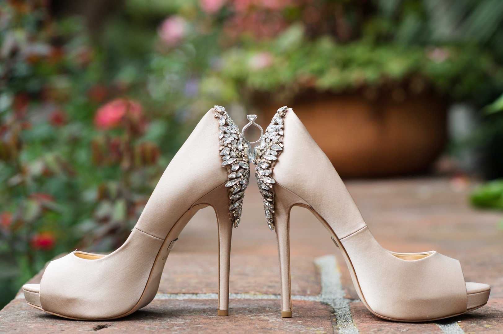 www.santabarbarawedding.com | The Big Affair | Four Seasons The Biltmore Santa Barbara | Bride’s Shoes and Engagement Ring