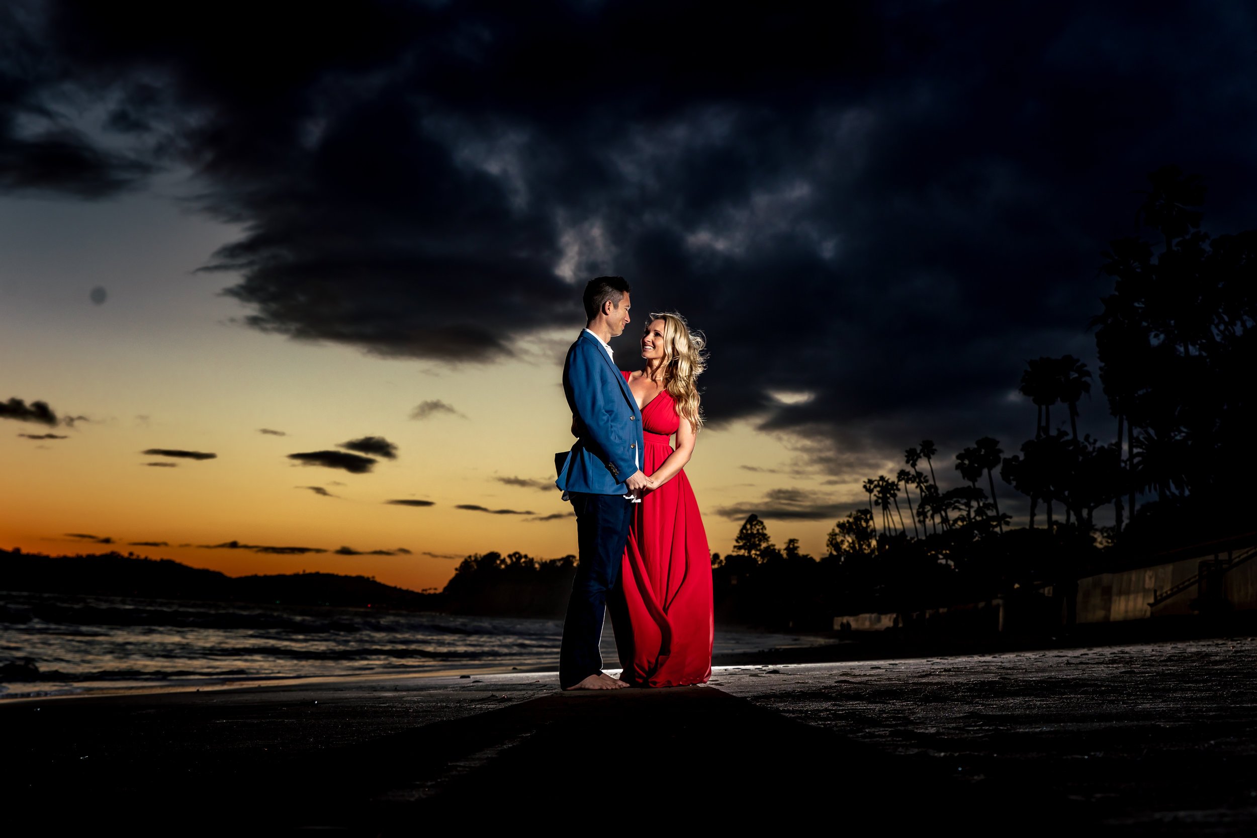 santabarbarawedding.com | Rewind Photography | Butterfly Beach | Engaged Couple on Beach at Dusk