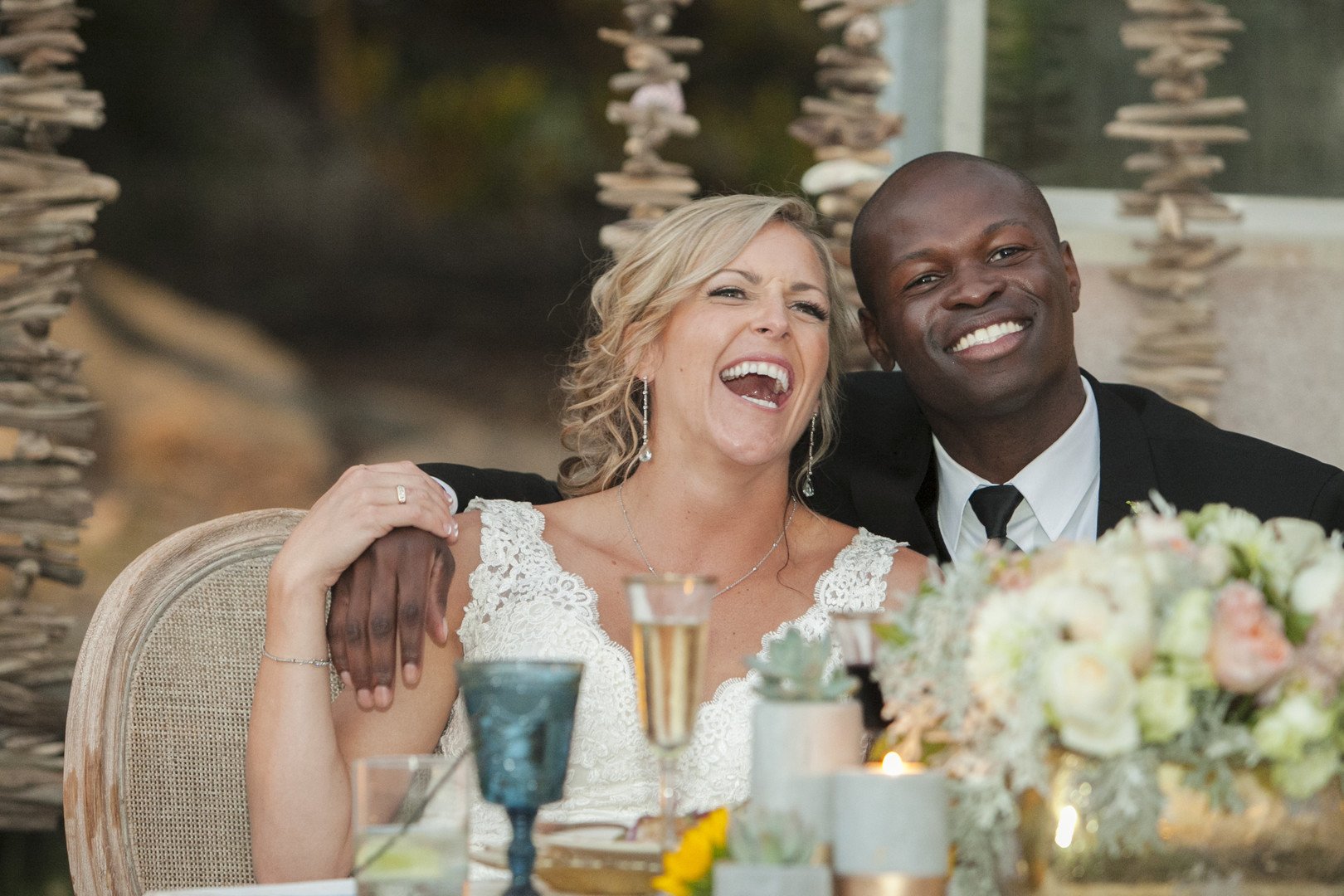 www.santabarbarawedding.com | Venue: Dos Pueblos Ranch | Photographer: ByCherry Photography | Event Designer: Elan Event Rentals | Bride and Groom at Reception