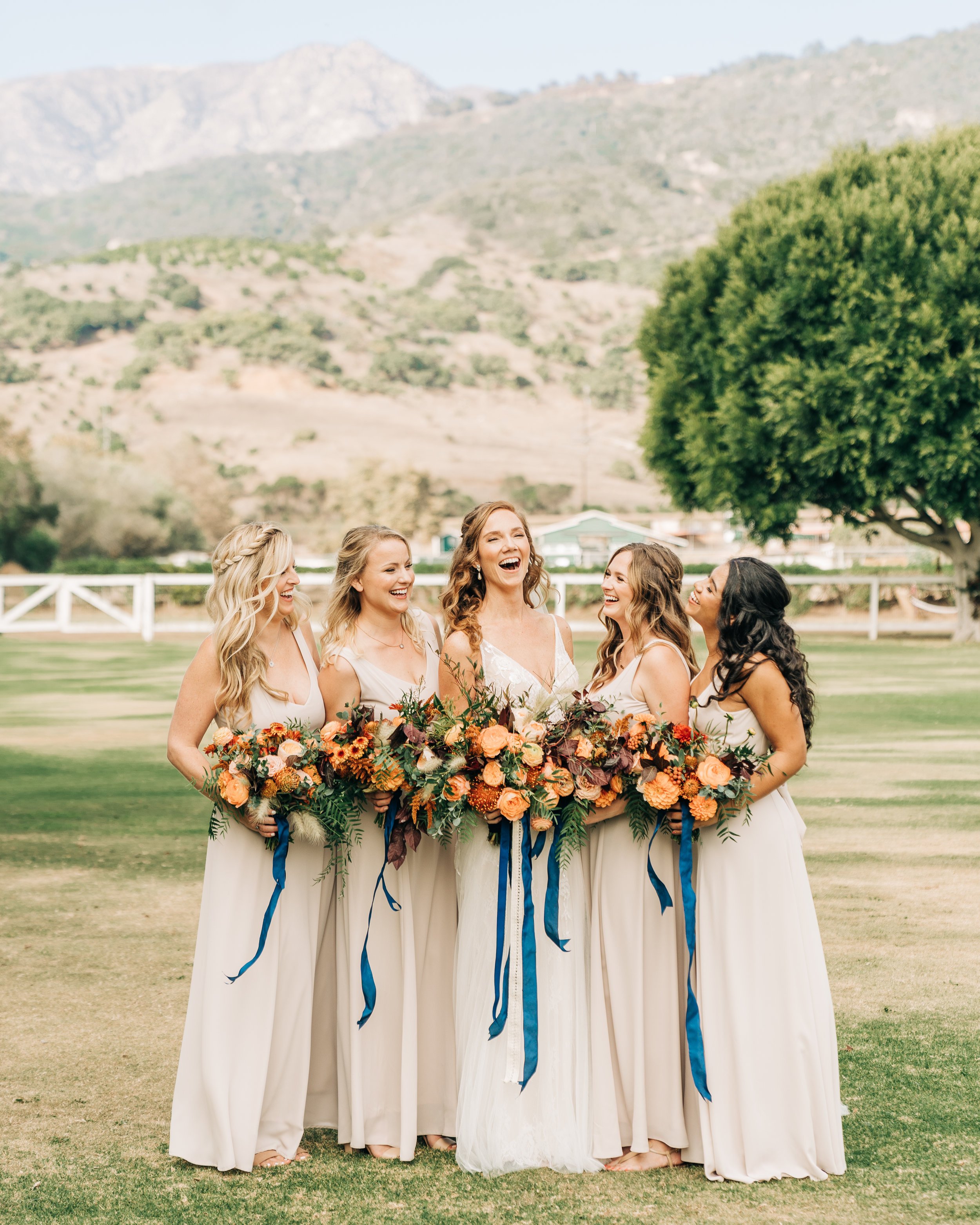 www.santabarbarawedding.com | Brandon Bibbins Photography | The Cottages at Polo Run | Christina Welch Floral | Bride Laughs with Bridesmaids