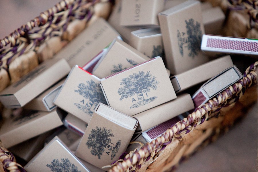 www.santabarbarawedding.com | Firestone Vineyard | Soigne Productions | Michael and Anna Costa | Matchboxes