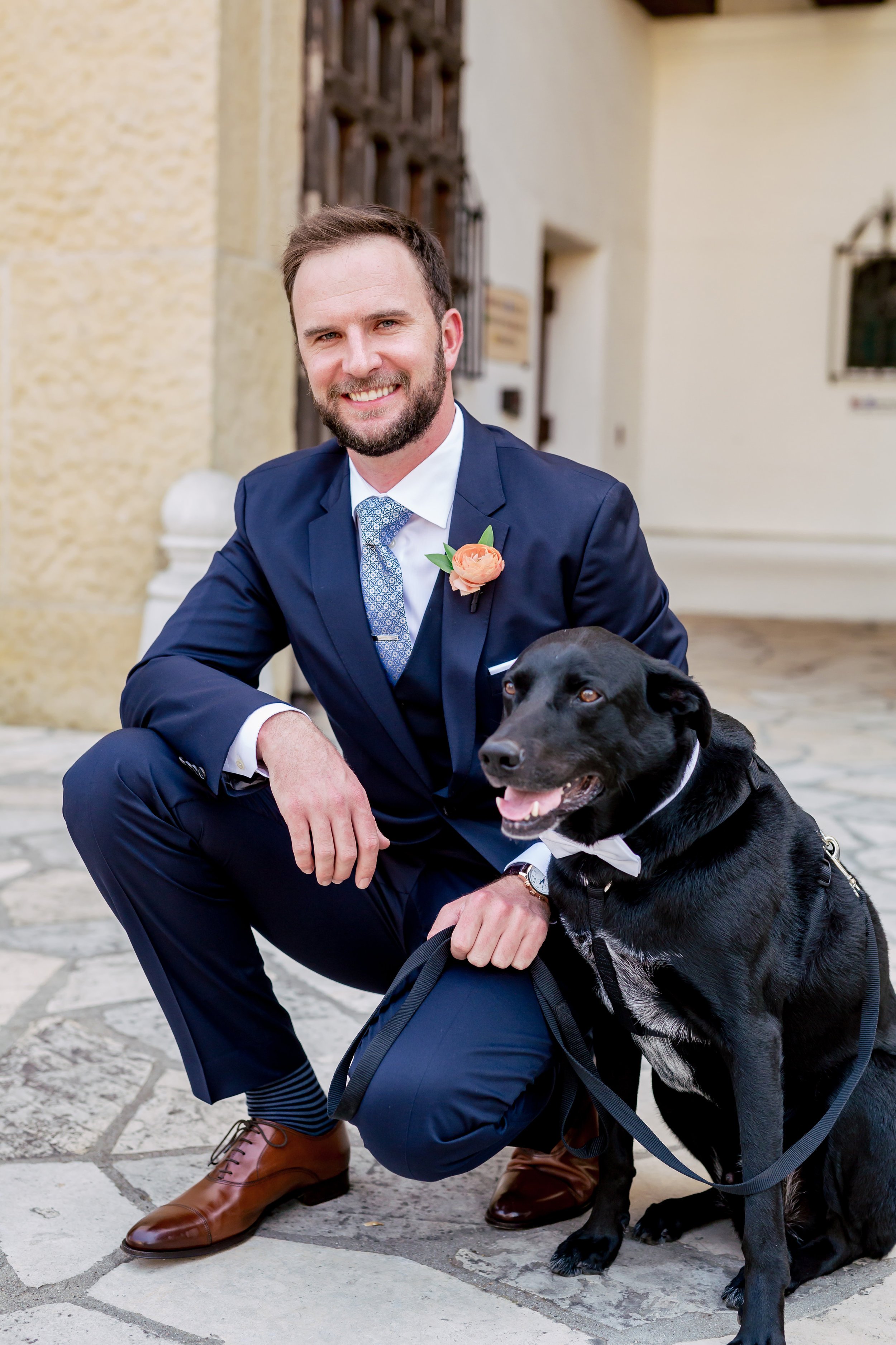 www.santabarbarawedding.com | Rewind Photography | Alegria by Design | Santa Barbara Club | Groom and Dog