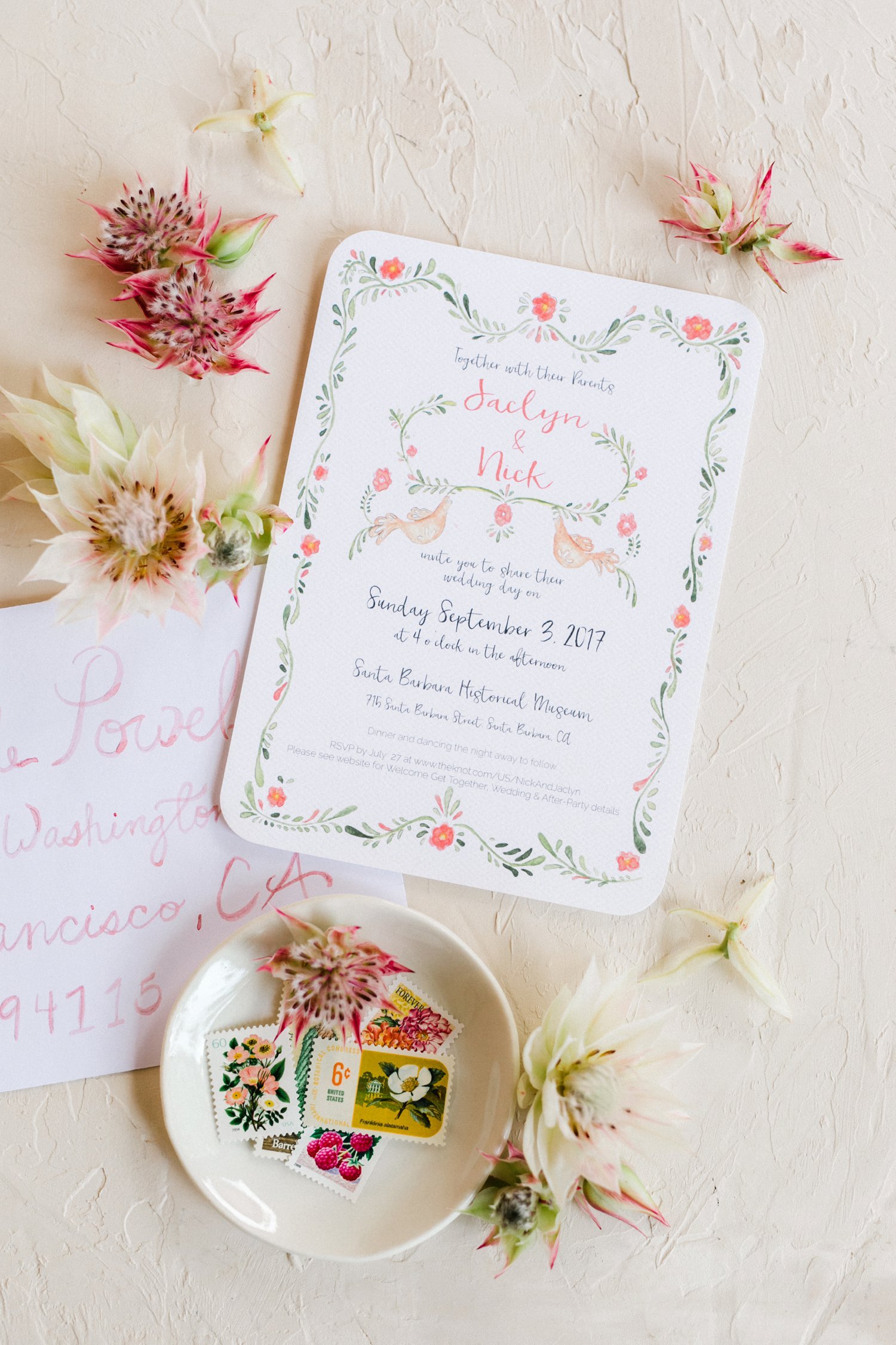 www.santabarbarawedding.com | Anna Delores | Santa Barbara Historical Museum | Wedding Invitations 