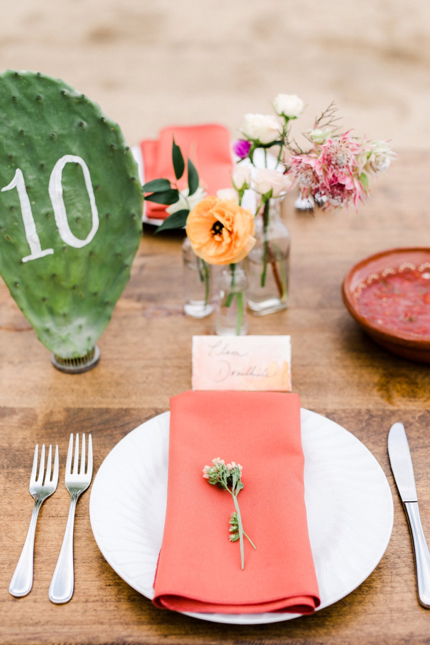 www.santabarbarawedding.com | Anna Delores | Santa Barbara Historical Museum | Reception Place Setting | Table Number