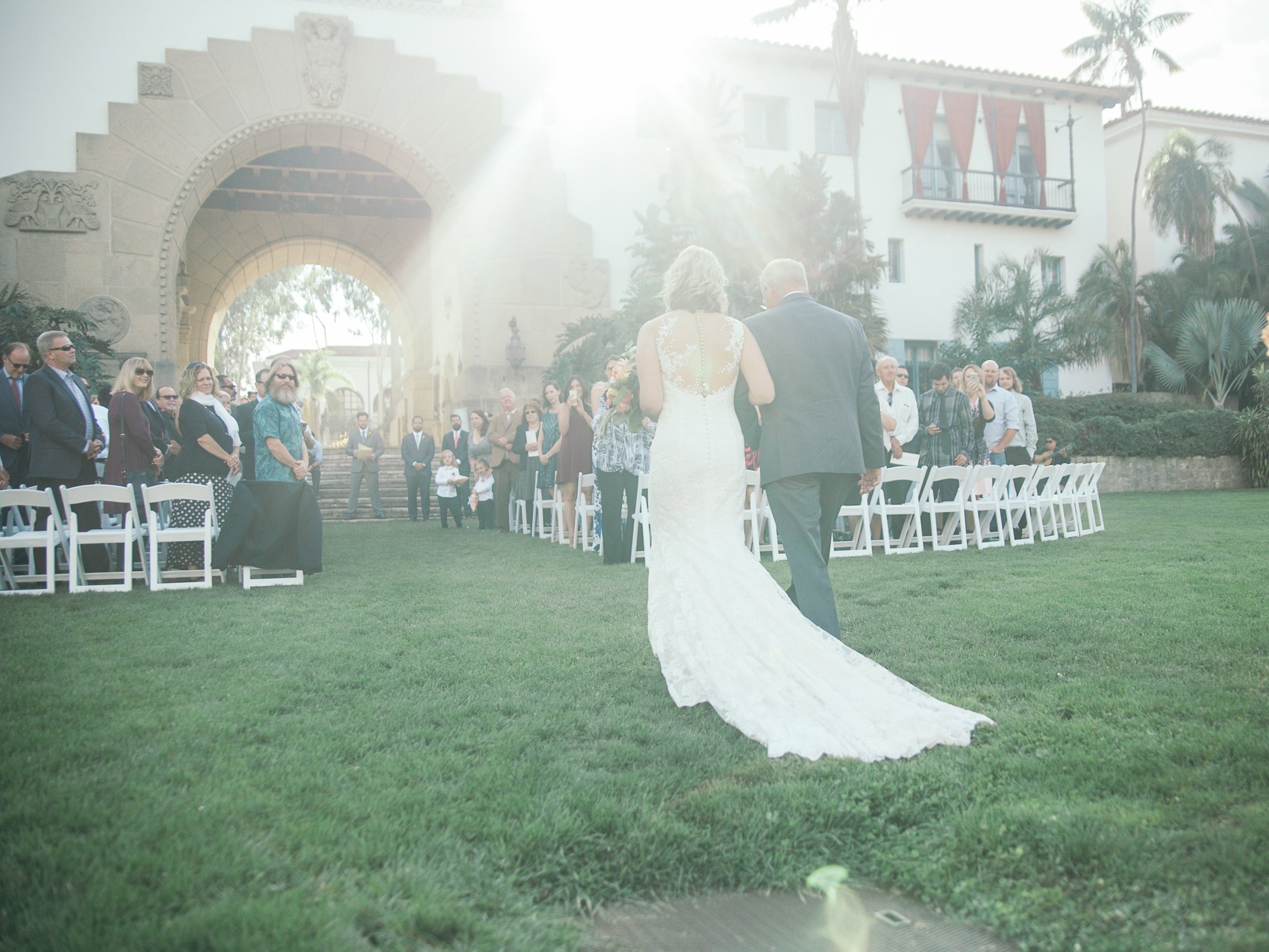 www.santabarbarawedding.com | Kiel Rucker | Riviera Mansion | Bride and Father Walking down Aisle