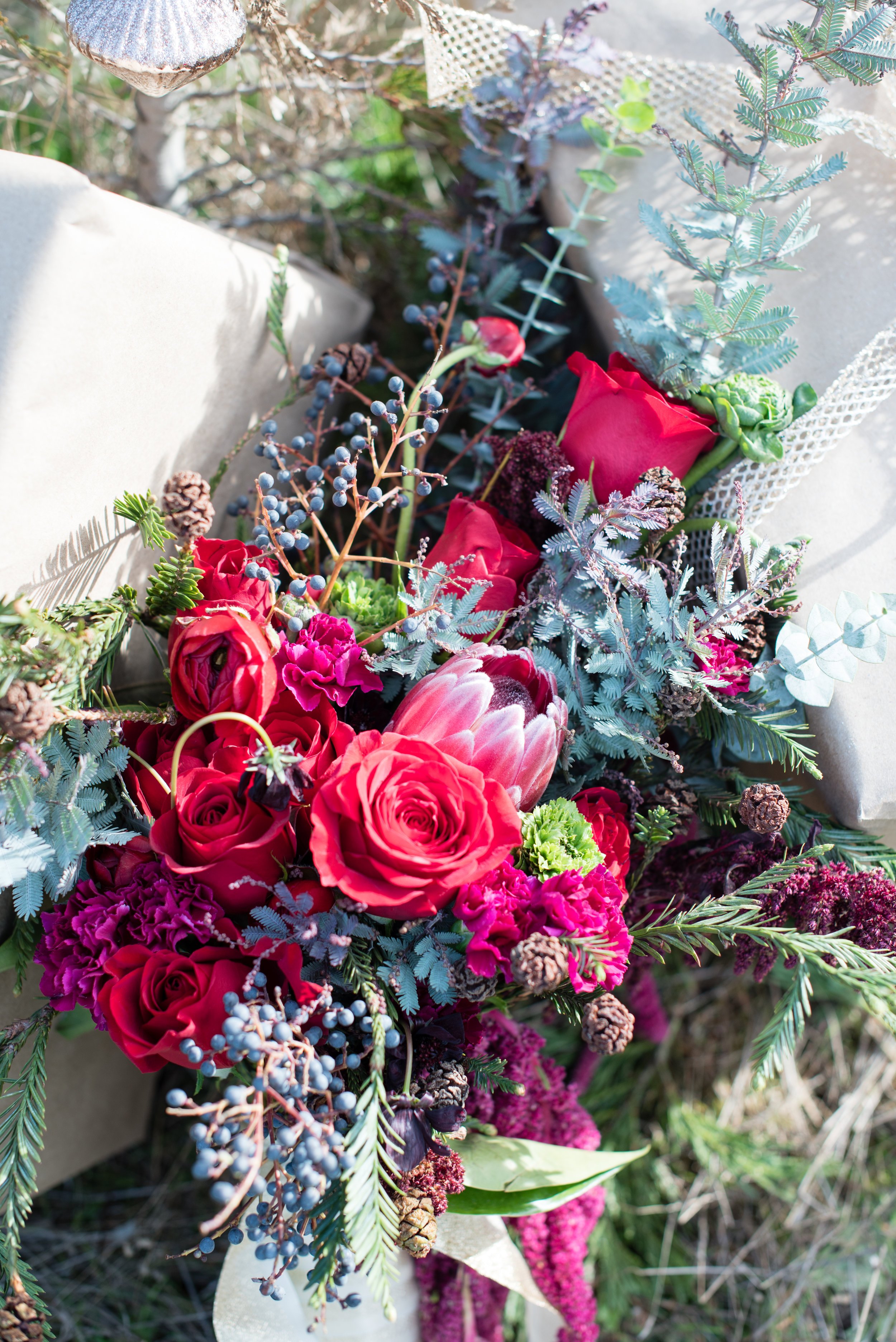 www.santabarbarawedding.com | Carrie Pollard | Church's Christmas Trees | Bouquet