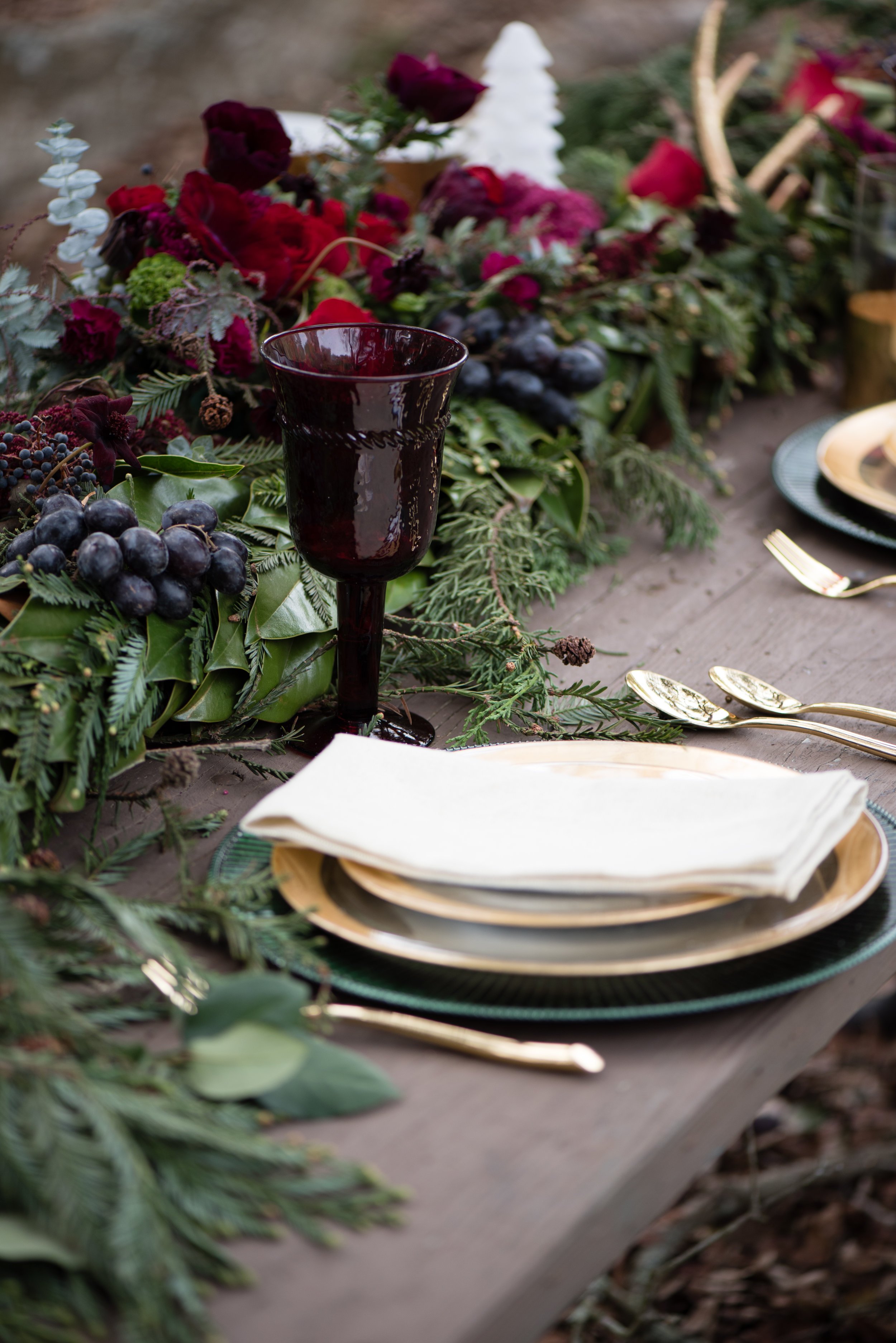 www.santabarbarawedding.com | Carrie Pollard | Church's Christmas Trees | Place Setting 