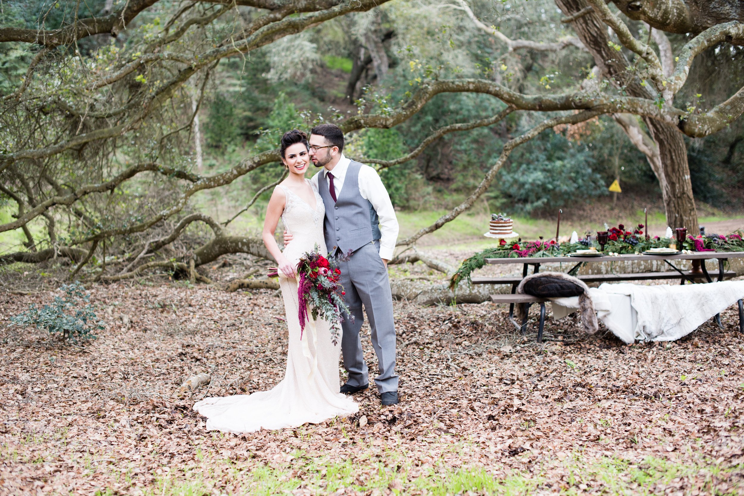 www.santabarbarawedding.com | Carrie Pollard | Church's Christmas Trees | Bride and Groom