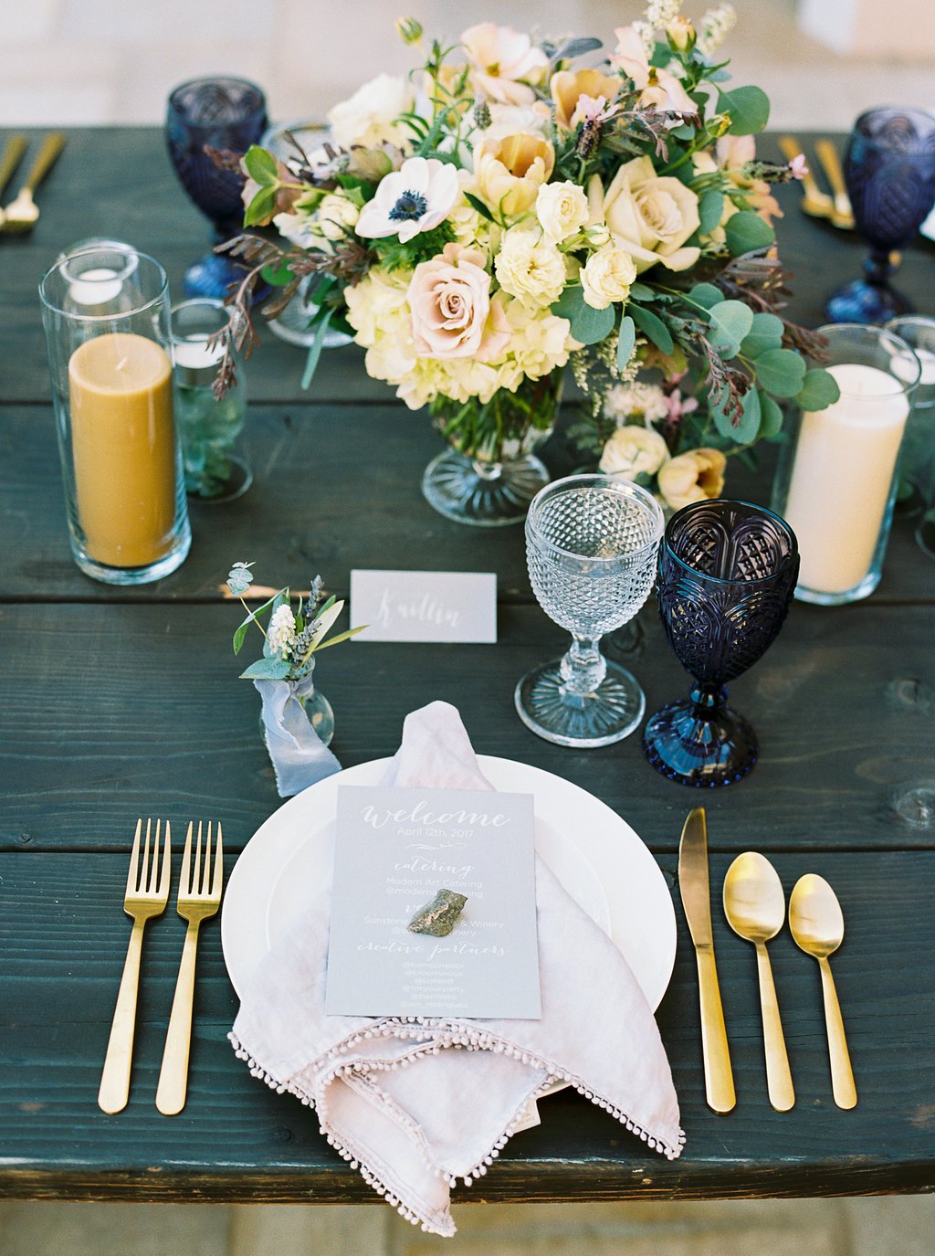 www.santabarbarawedding.com | Sunstone Winery | Jen Rodriguez | Dinner Party | Place Setting