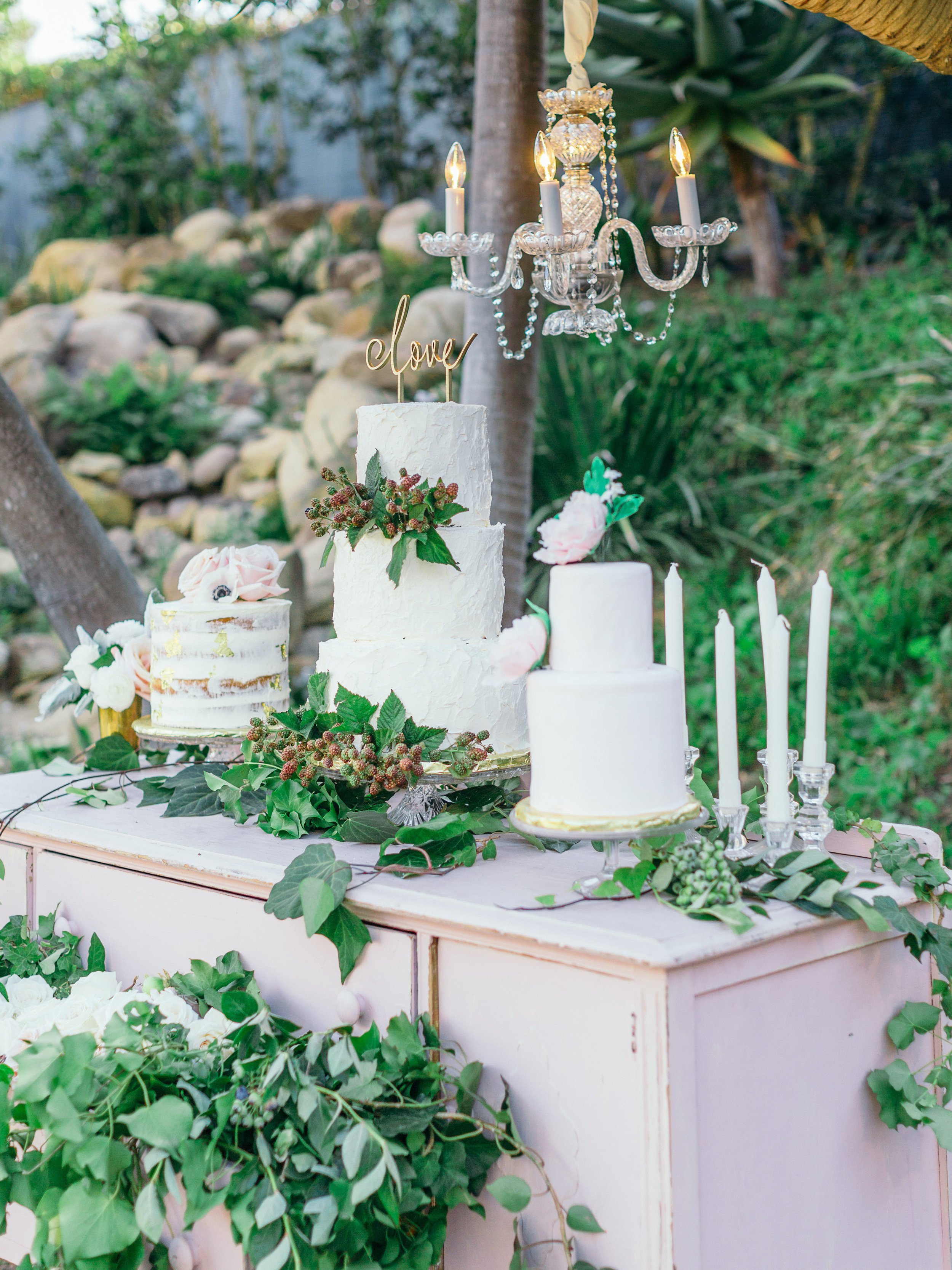 www.santabarbarawedding.com | Santa Barbara Wedding Style | multi wedding cake display | Ann Johnson Events | Kiel Rucker Photography