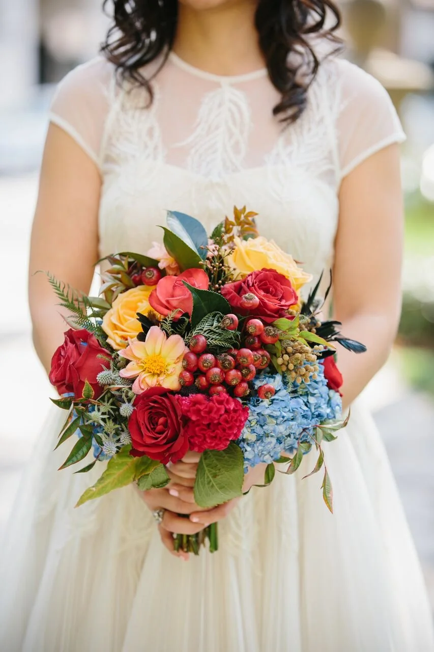 santabarbarawedding.com | Ella & Louie Floral Design | Florist | Wedding Flowers | Colorful Bride Bouquets