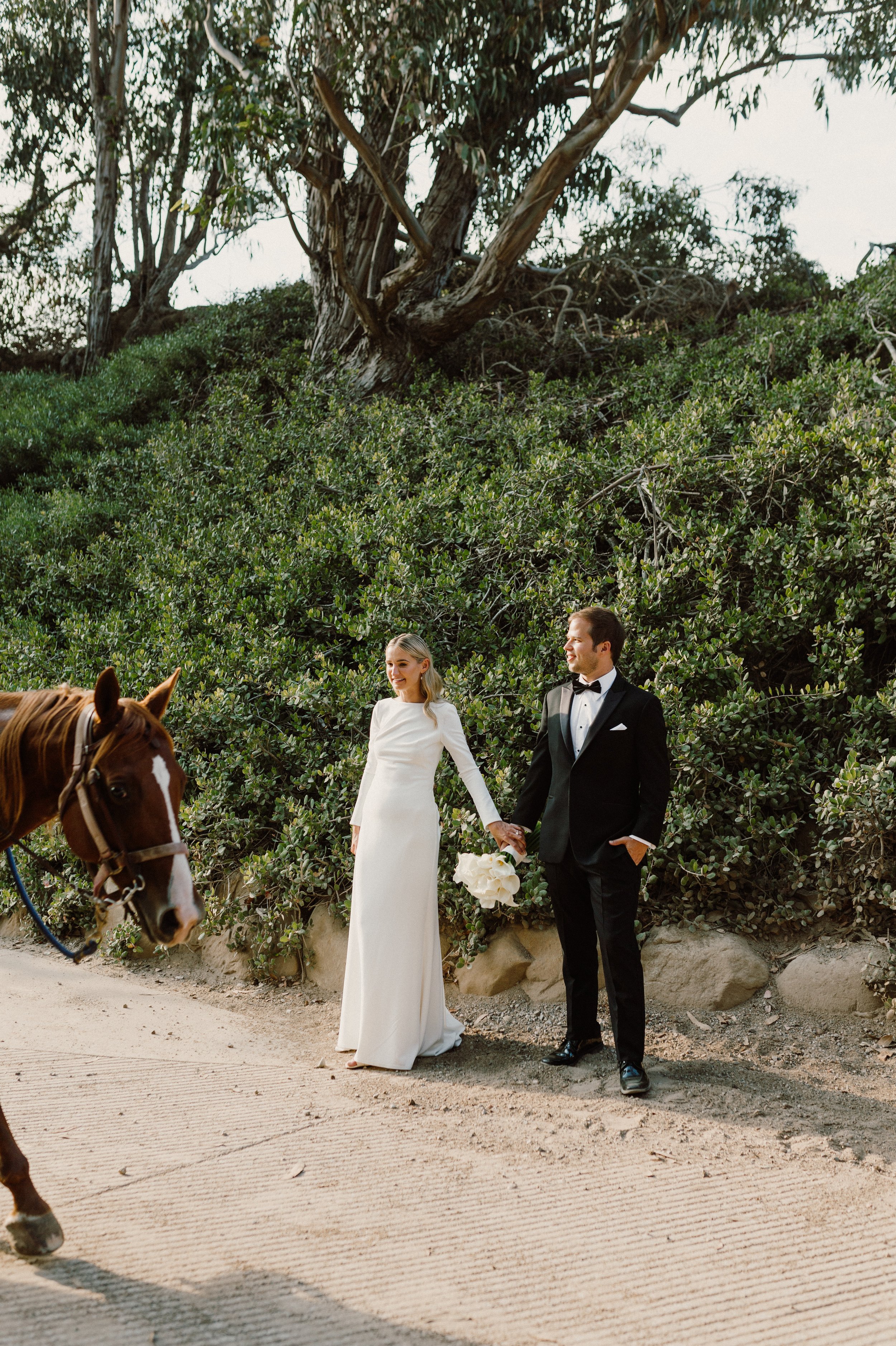 www.santabarbarawedding.com | Nicole Donnelly | Rosewood Miramar Beach | Alpha Floral | BHLDN | On Location Glam | Couple By a Horse